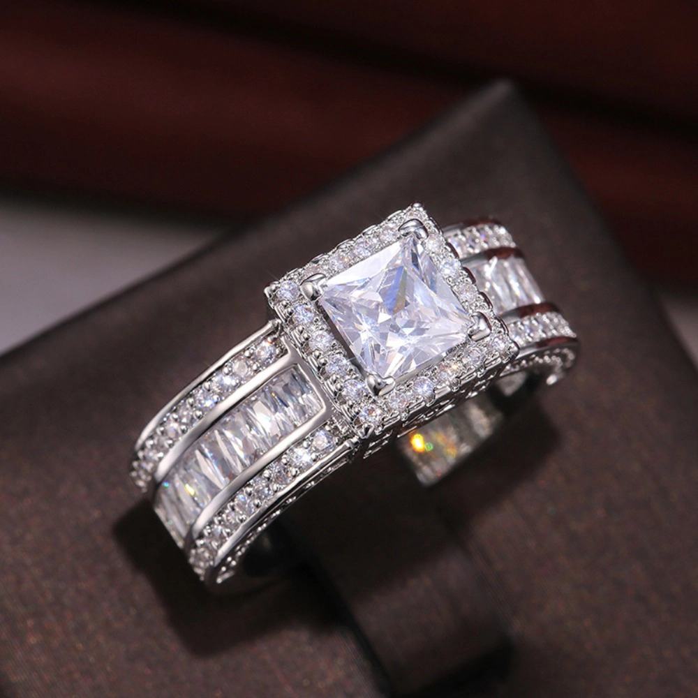 Double Cross Ring 18k Gold Plated Cubic Zirconia Promise Rings
