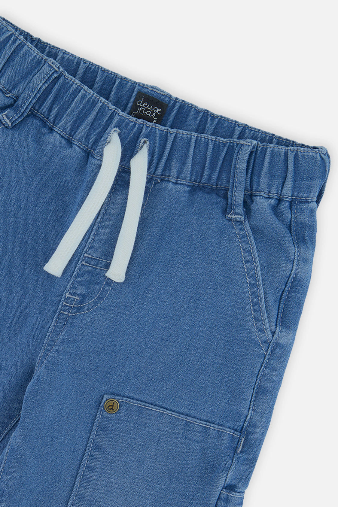 Deux par Boys French Terry Denim Pants with Cargo Pockets