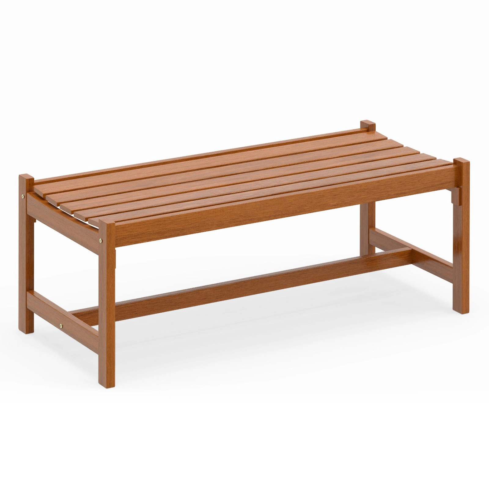 SUGIFT 44 in Patio Bench Teak Finish Solid Hardwood Outdoor Dining Bench with Teak Oil