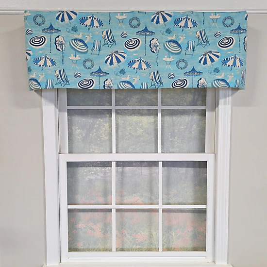 RLF Home 100% Cotton Beach Day Toilored  Fully lined Windows Rod Pocket Valance 51" x 16"  Blue