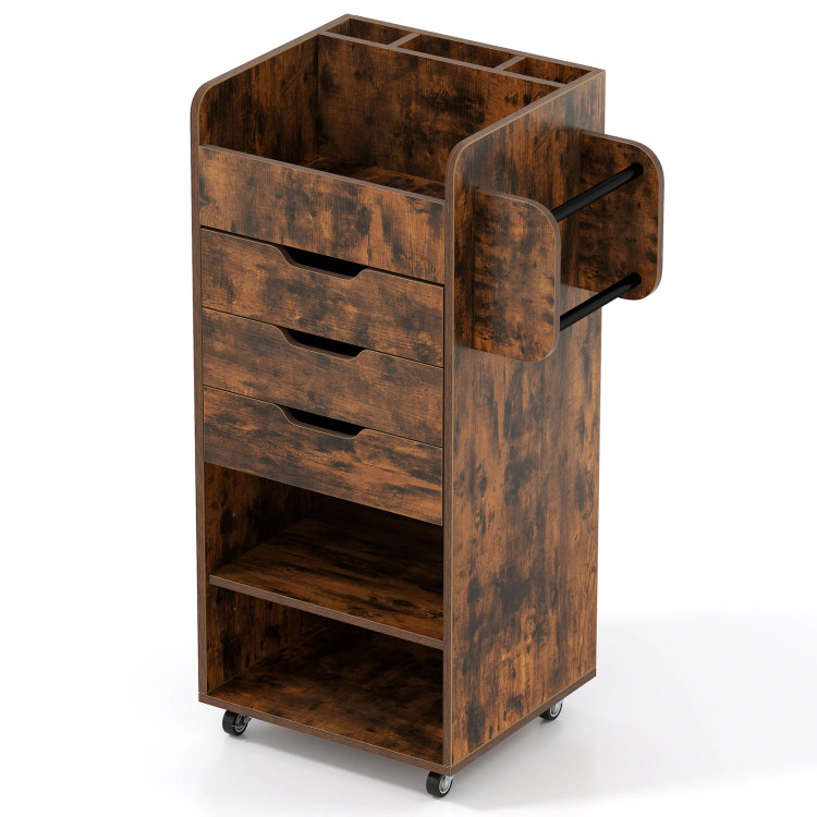 Hivvago Utility Trolley with Open Shelves and 3 Drawers