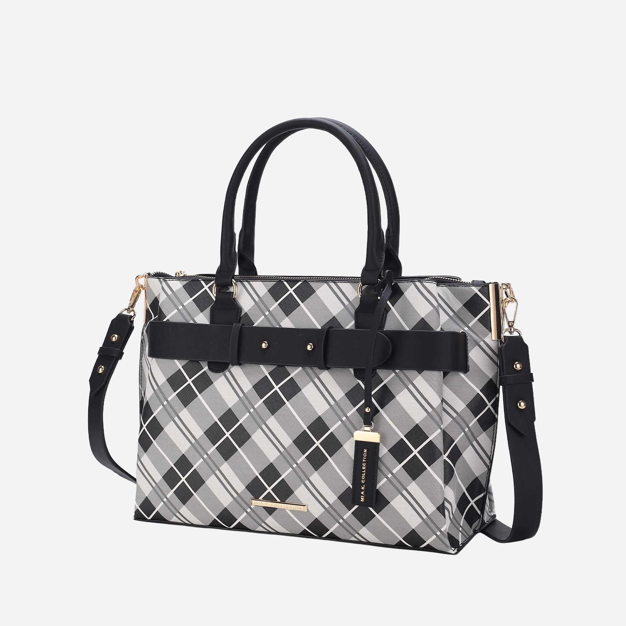 MKF Collection by Mia K Vivian Plaid Satchel Handbag Vegan Leather