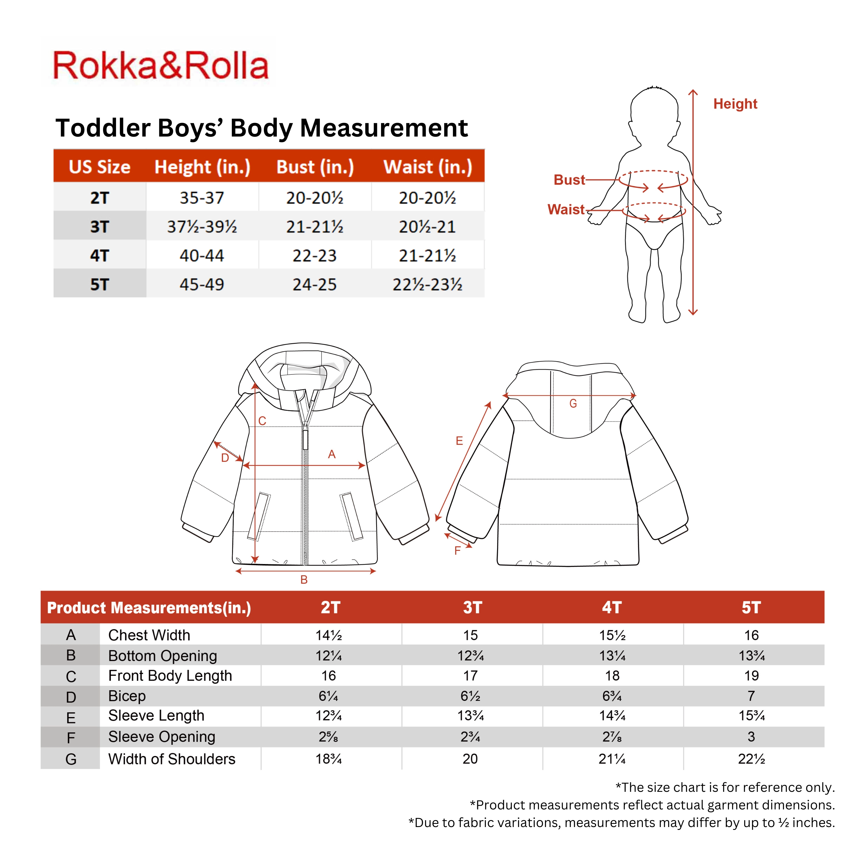 Rokka&Rolla Toddler Boys Water-Resistant Fleece-Lined Puffer Jacket