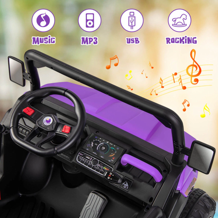 Hivvago 12V Kids Ride On Truck Car with Remote Control and 2 Seaters