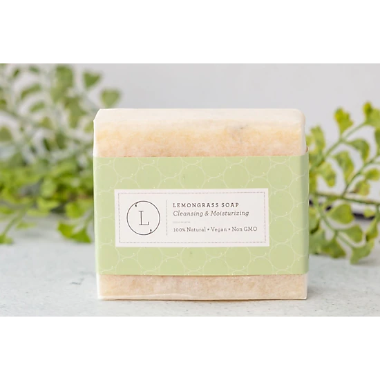 2-Pack Lemongrass Natural Soap Bars, Handmade Cold Process Body Soap