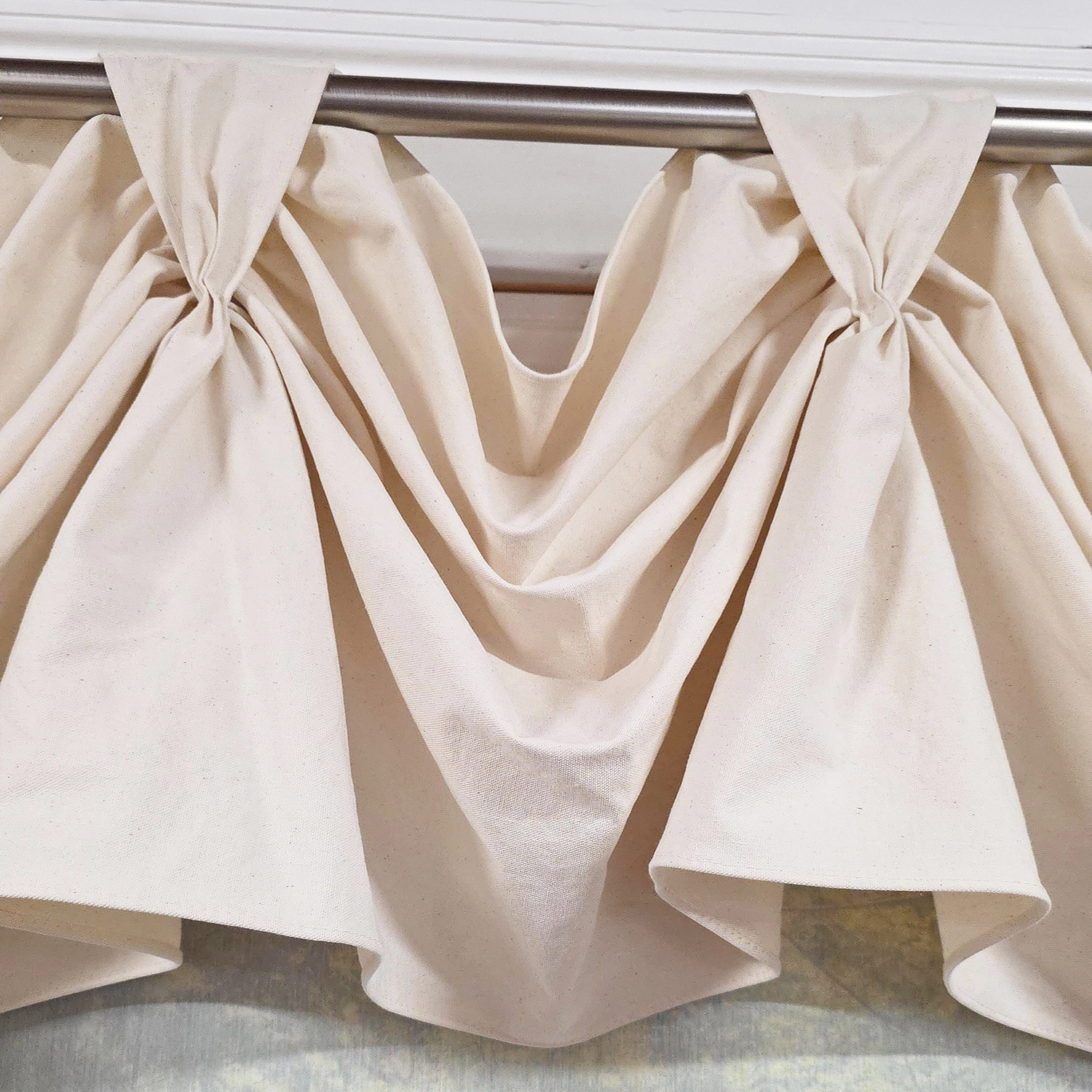 RLF Home Soft Duck 3-S Victory 100% Cotton Tab Top Swag Window Curtain 54" x 25" Natural