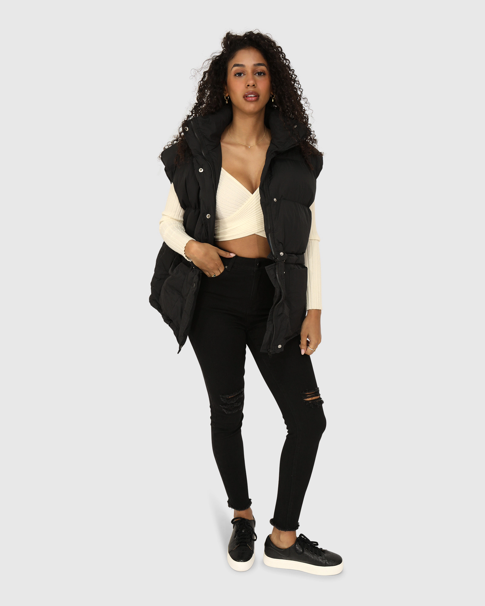 Belle & Bloom Womens Landslide Zip-Off Puffer Vest