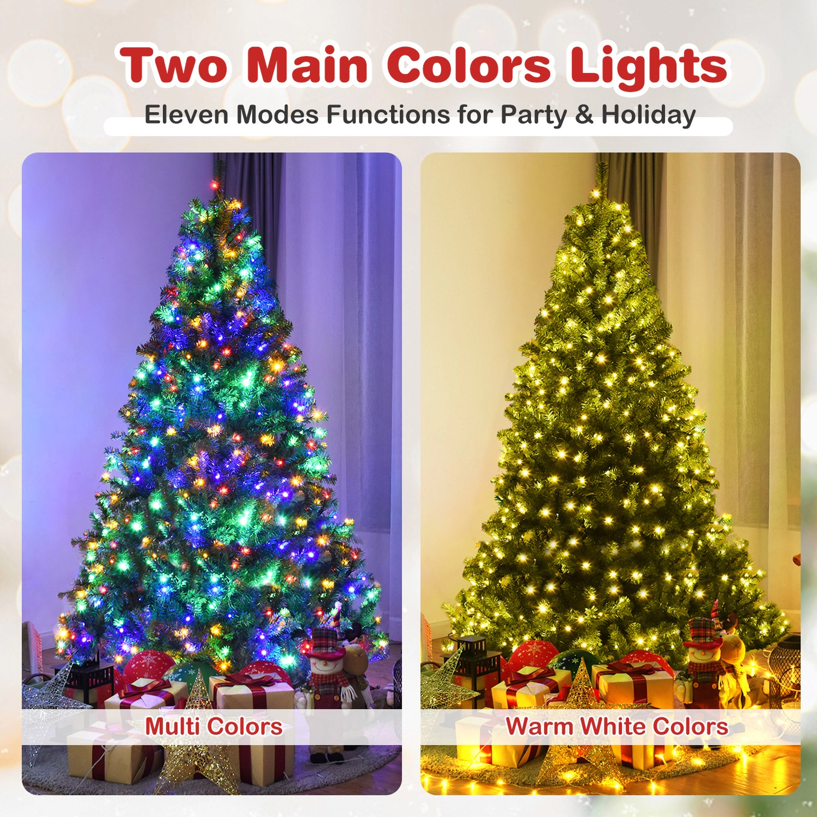 SUGIFT Dense PVC Hinged Artificial Christmas Tree 6-ft Tall with 1000 Tips 350 LED Lights and Metal Stand Green