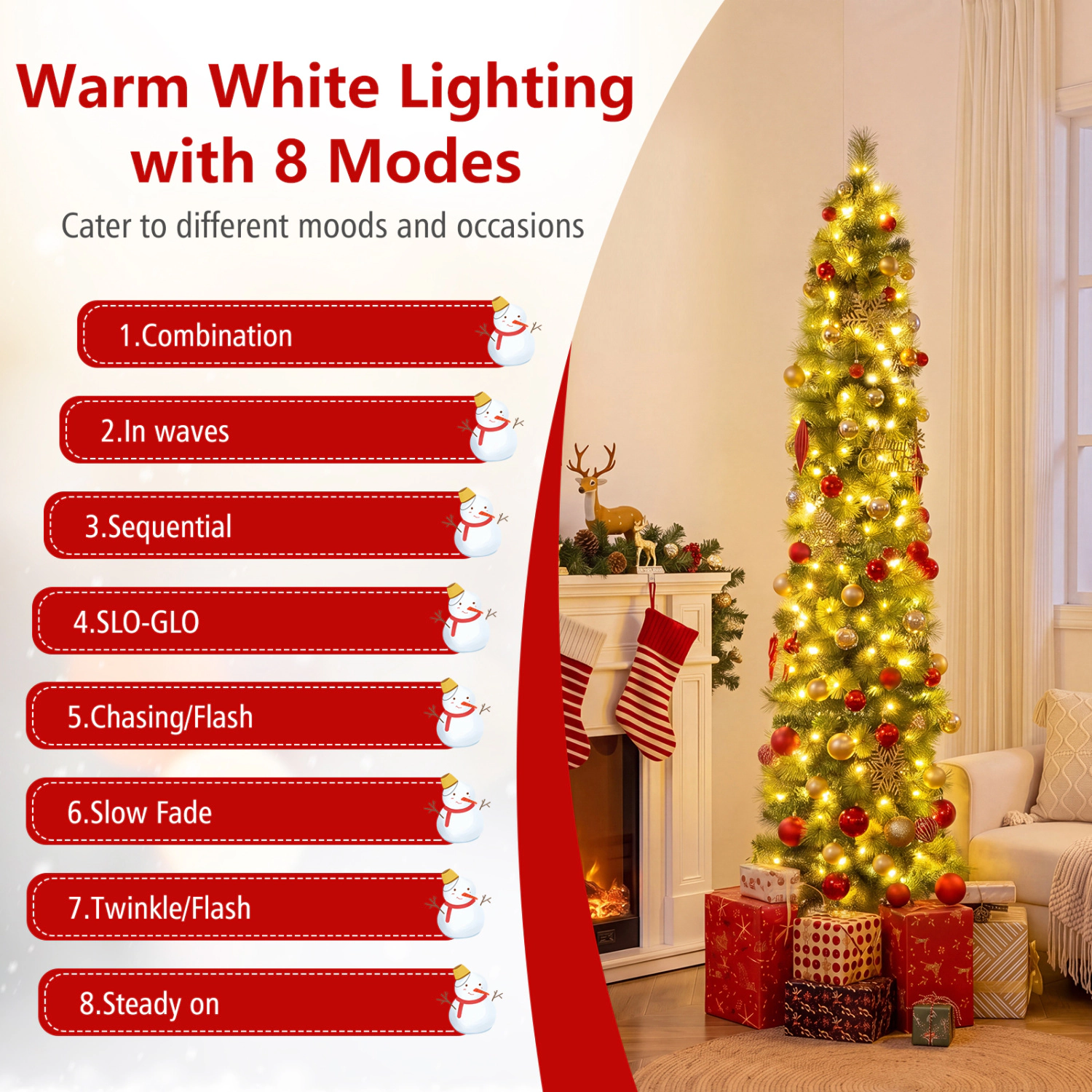SlickBlue Pre-Lit Slim Christmas Tree with Warm White LED Lights