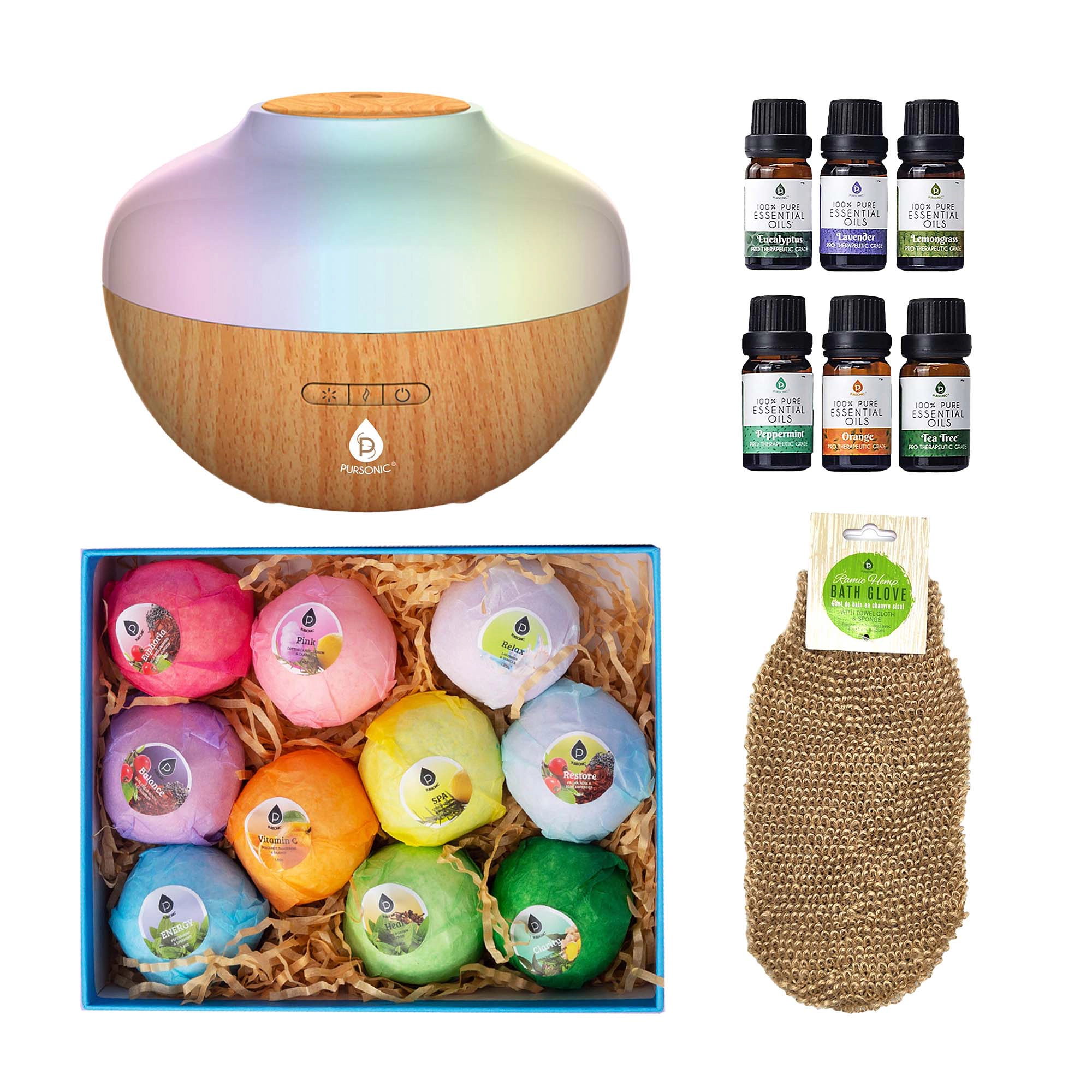 Pursonic Unisex Spa Relaxation & Aromatherapy Bath Care Gift Set Bundle