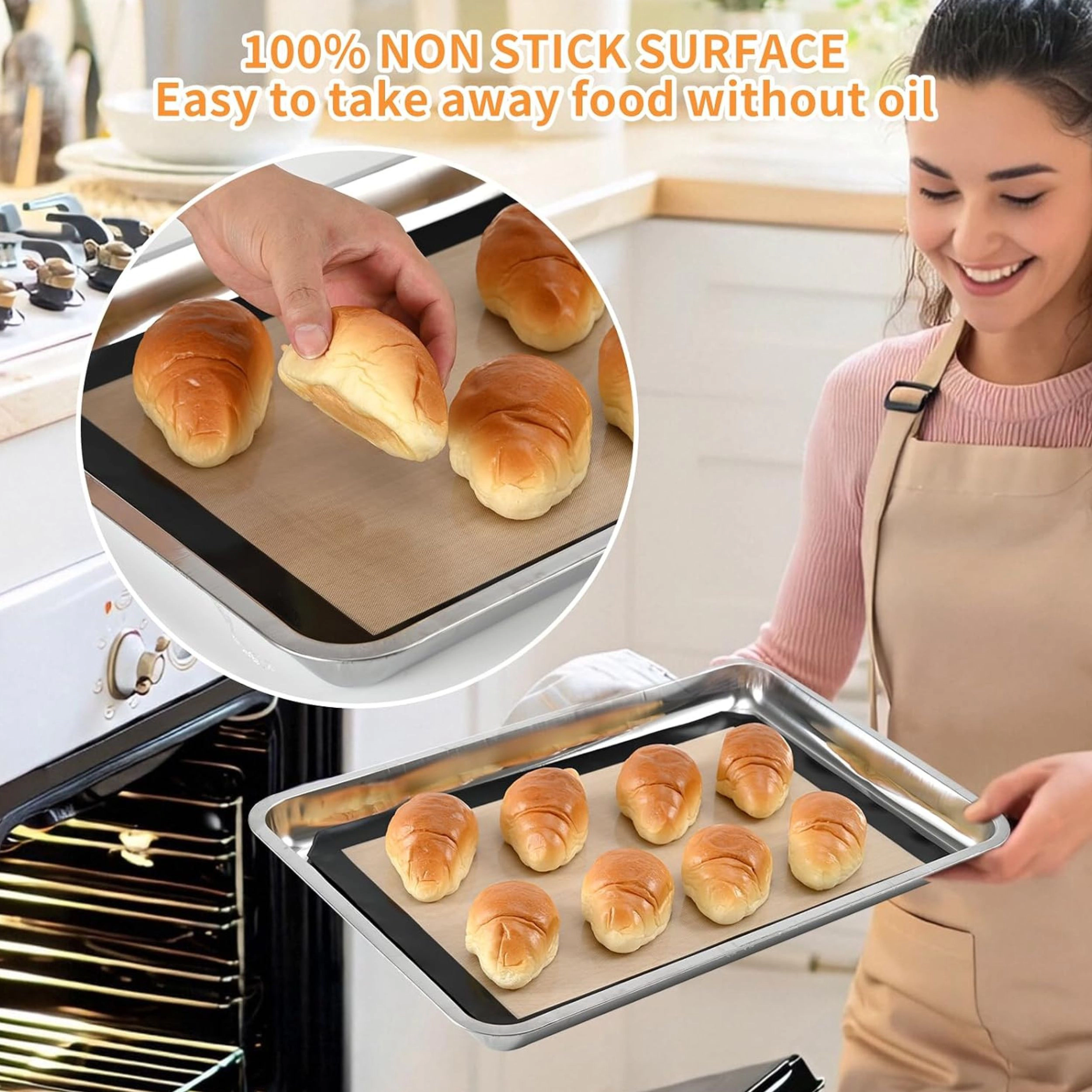 Stock Preferred Pack of 2 Reusable Nonstick Silicone Baking Mats 16.54x11.62 Inch