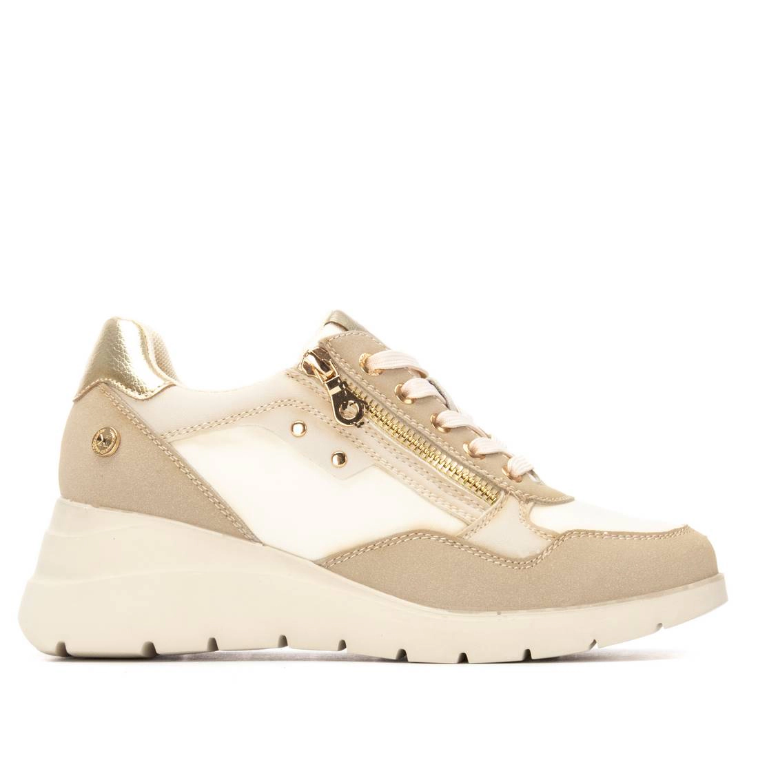 XTI Women's Casual Wedge Lace- Up Sneakers