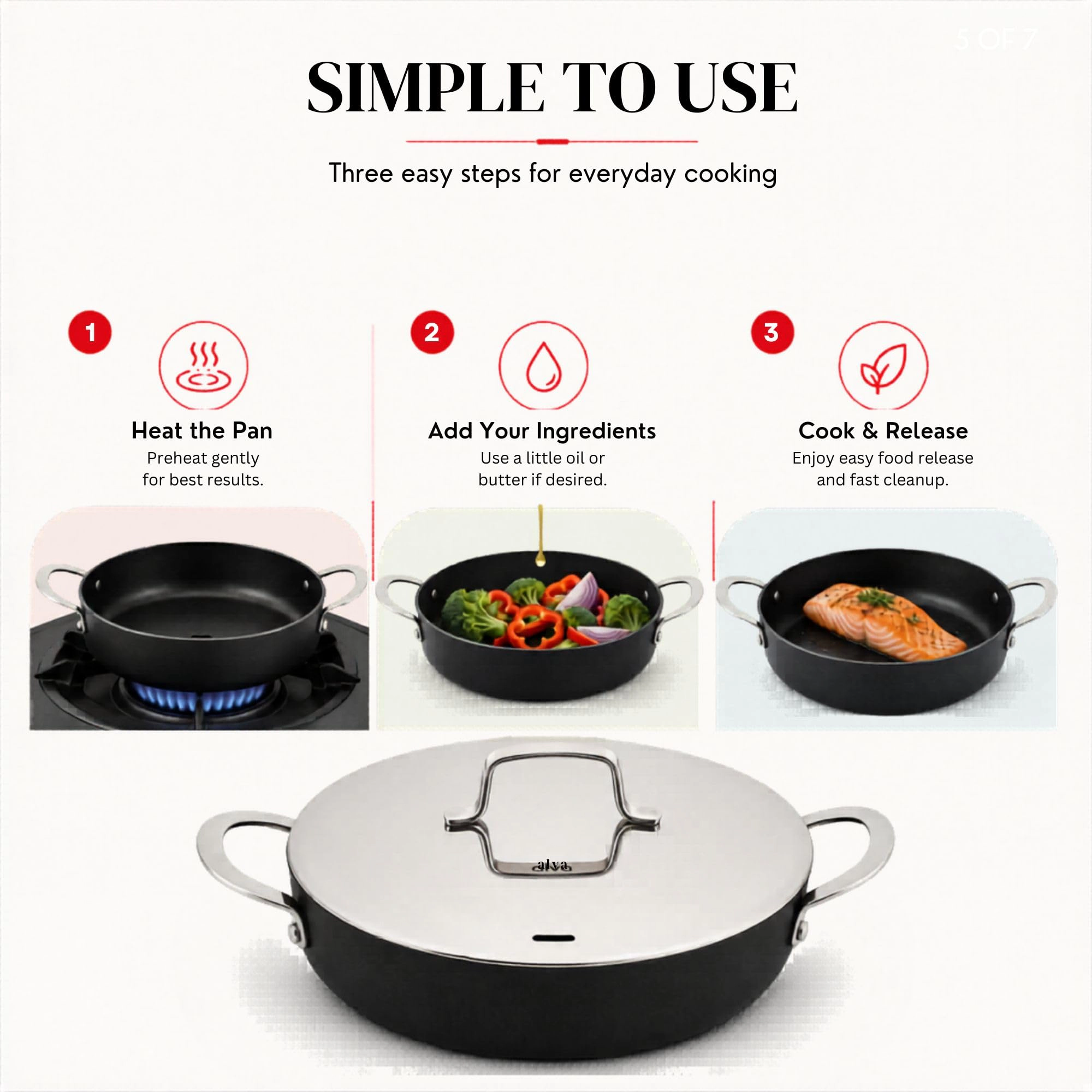 Alva Maestro 3.5 Qt Nonstick Ceramic-Coated Forged Aluminum Saute Pan with Lid