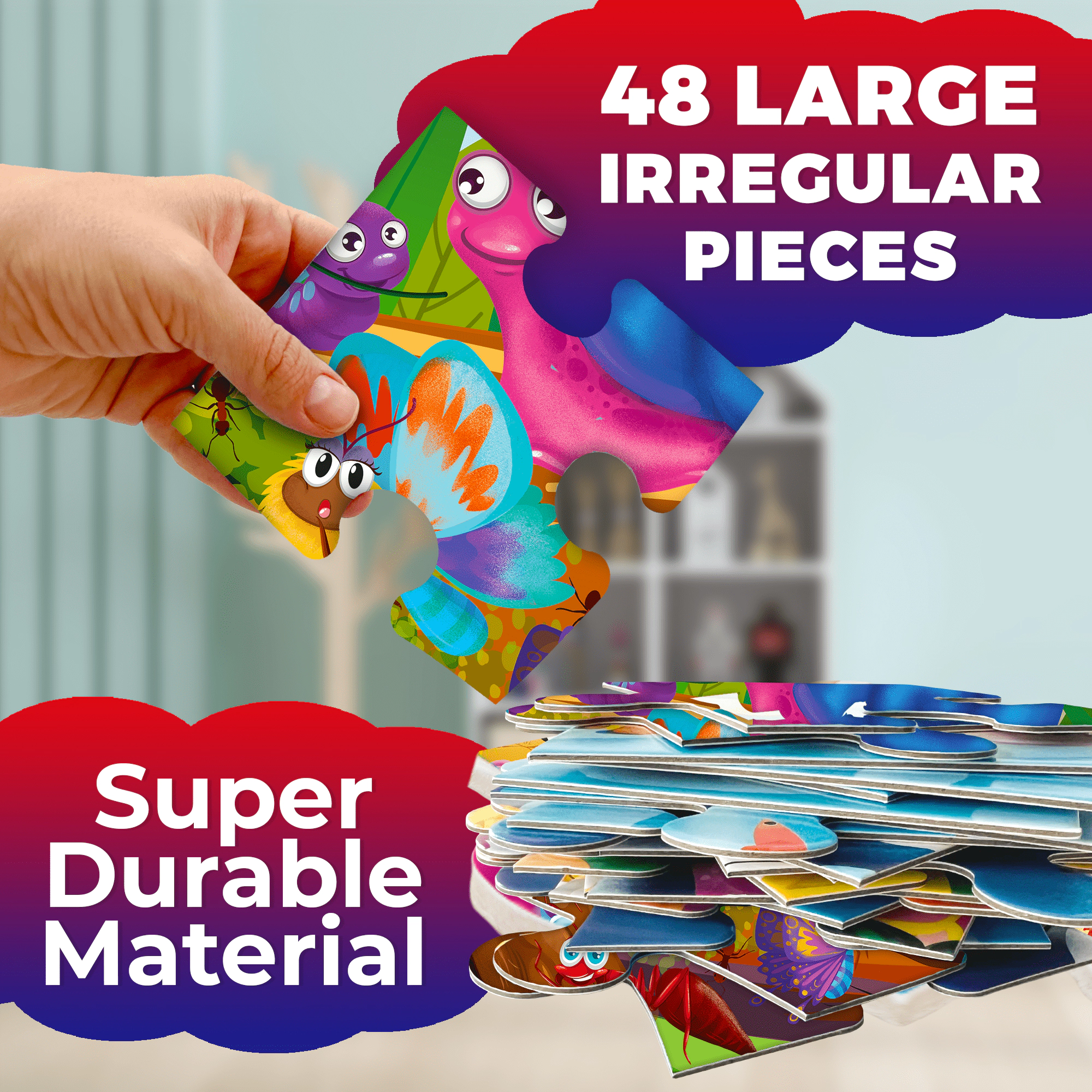 QUOKKA 2x3 FT Giant Floor Jigsaw Puzzle, Interactive Learning Activity for Kids Ages 4-6