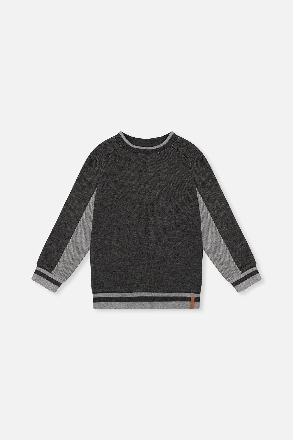 Deux par Deux Boys Flat Back Rib Crewneck Sweatshirt with Brushed Interior