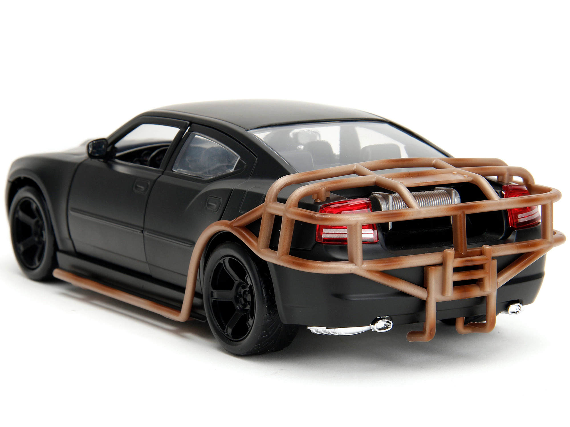 Jada 2006 Dodge Charger Matt Black with Outer Cage "Fast & Furious" Movie 1/24 Diecast Model Car by Jada