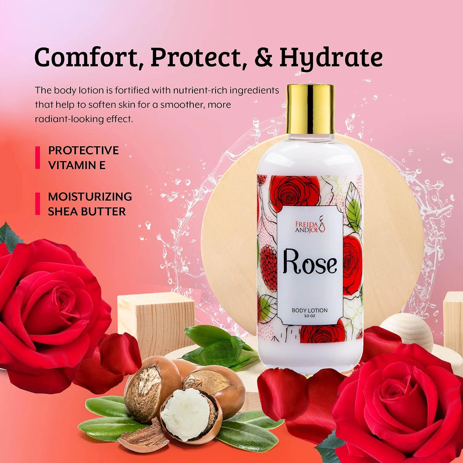 Freida and Joe Women Rose Fragrance Body Lotion in 10oz Bottle