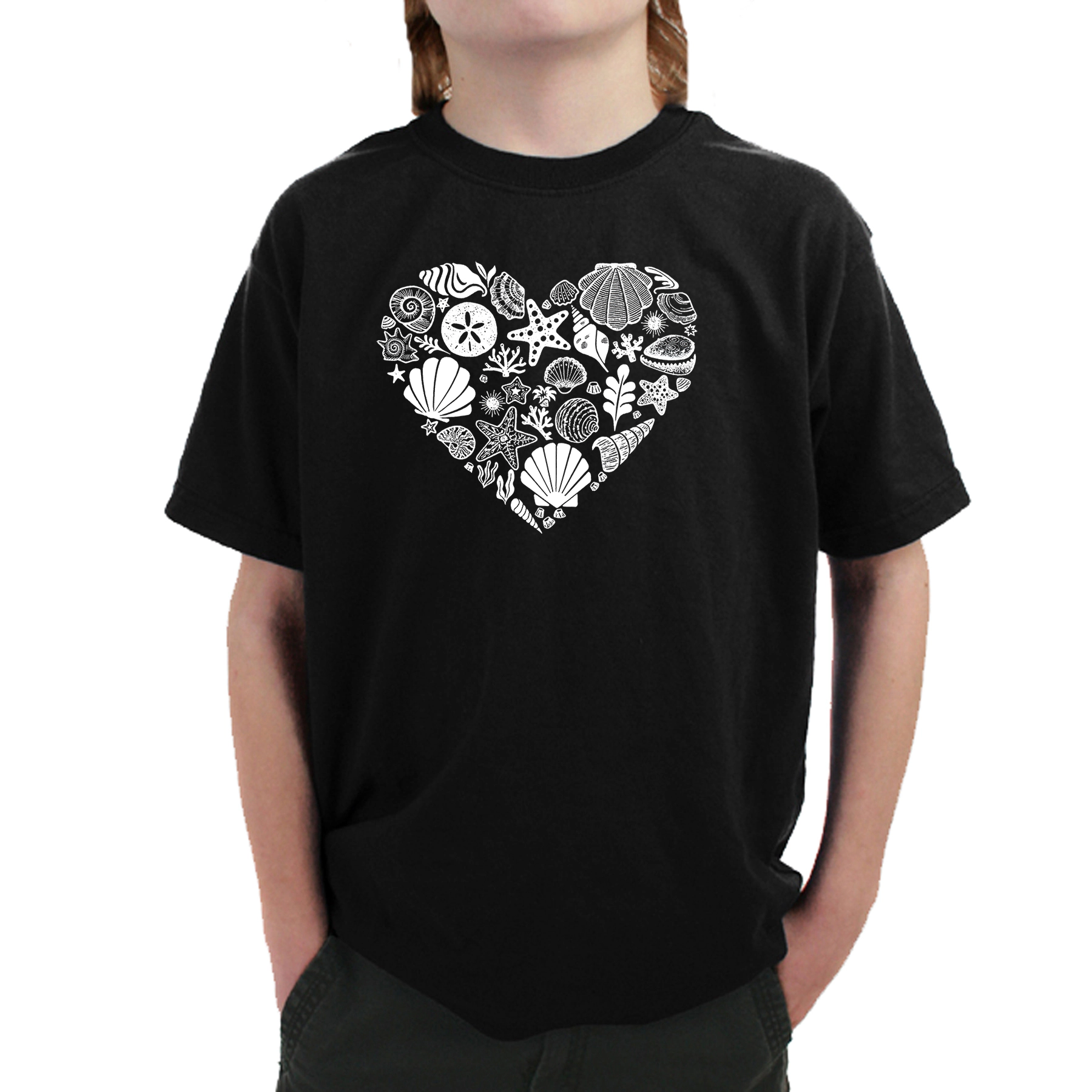 LA Pop Art Boy's Word T-Shirt - Sea Shells
