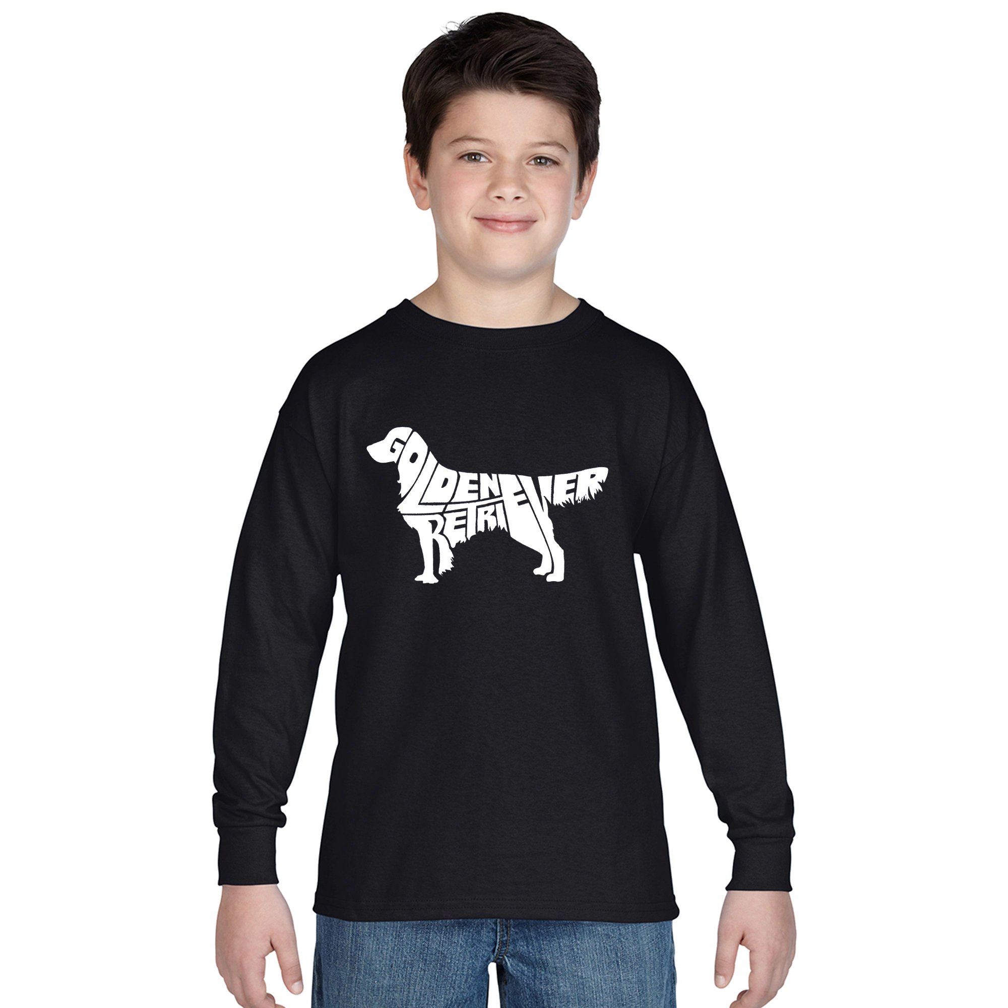 LA Pop Art Boys Long Sleeve T-Shirt -  Golden Retreiver
