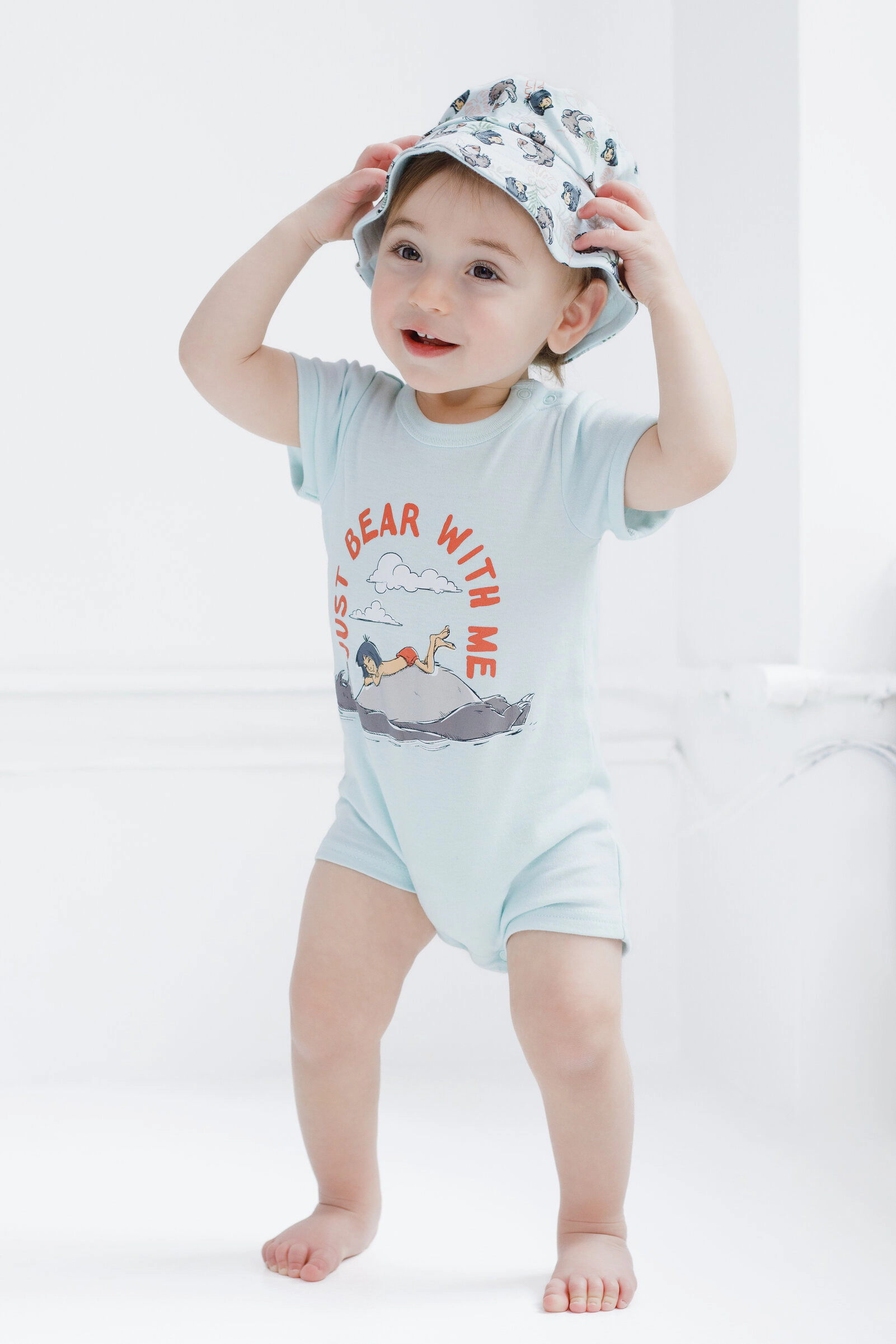 Disney Baby Boys' 2-Piece Romper and Bucket Hat Set
