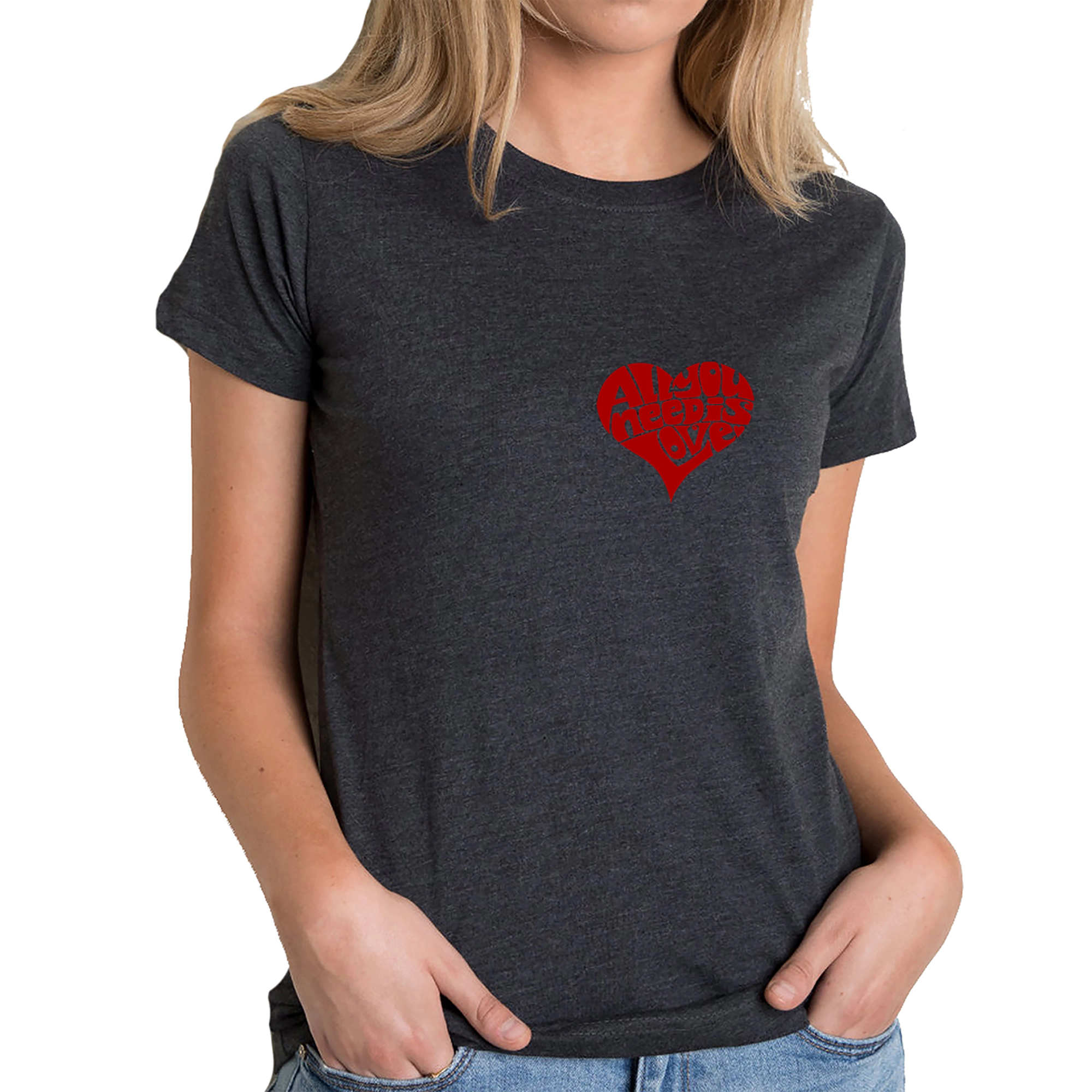 LA Pop Art Women's Cotton/Poly Blend Word TShirt - All You Need is Love