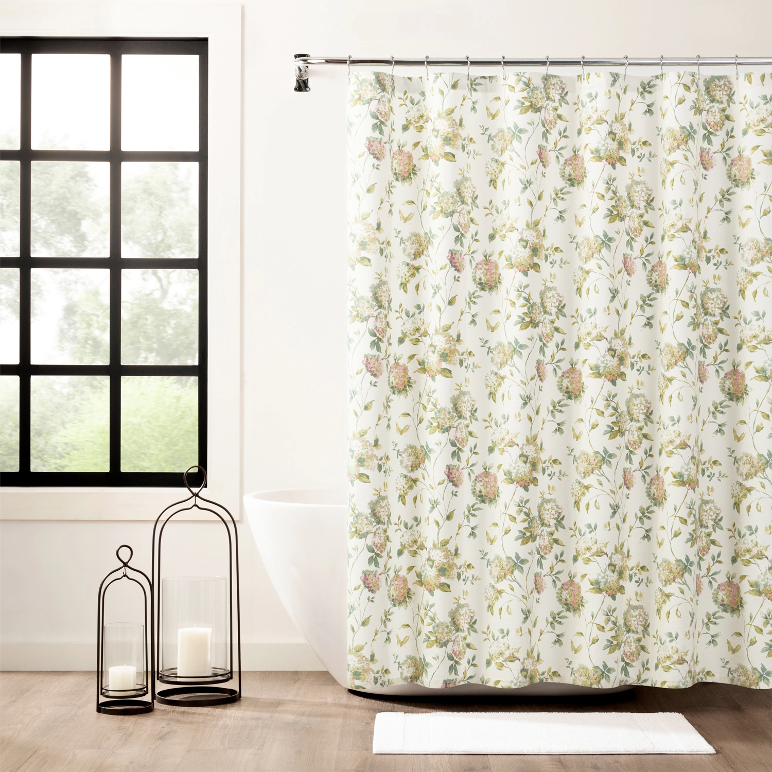 Ellis Curtain 48% Cotton 52% Polyester Traditional Hydrangea Pattern Abigail Shower Curtain 72 x 72 Multi
