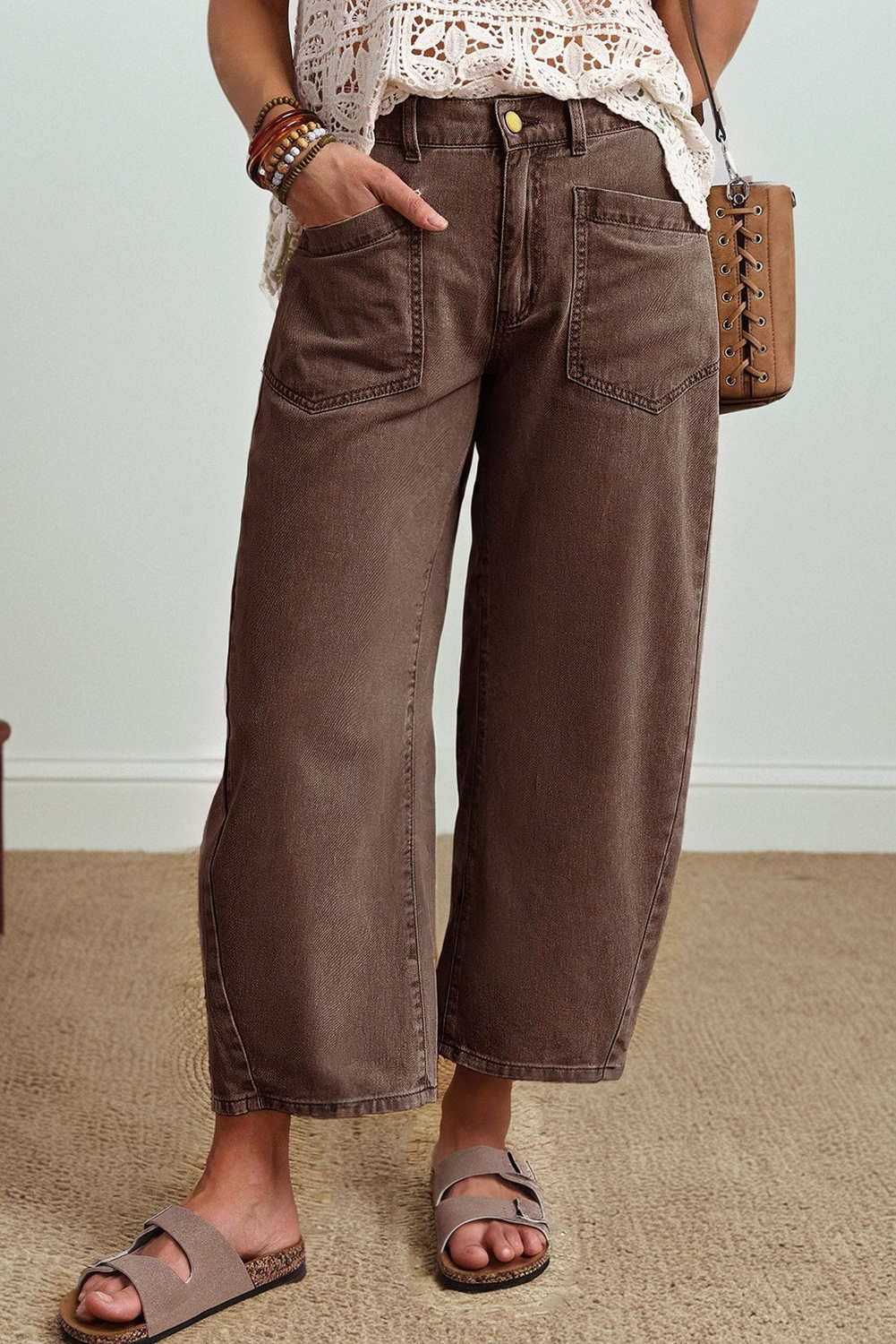 Threaded Pear Rhea ankle Length Barrel Jeans