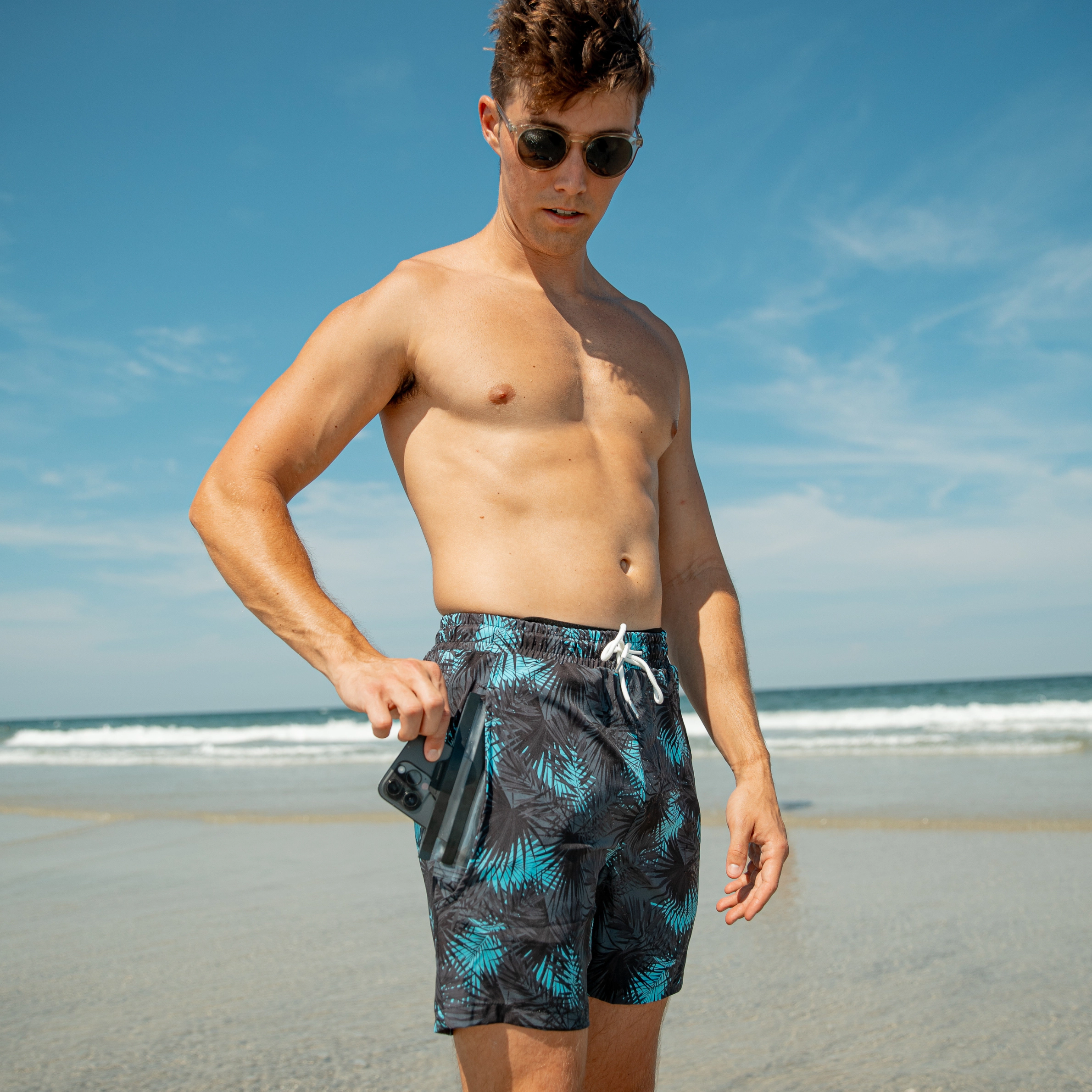 Dry Pocket Men's Waterproof Swim Shorts With A