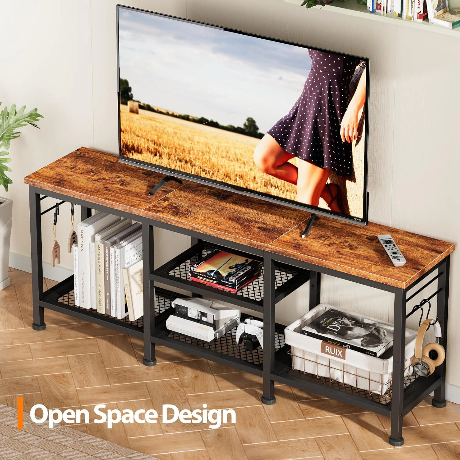Furologee living room with open TV cabinet