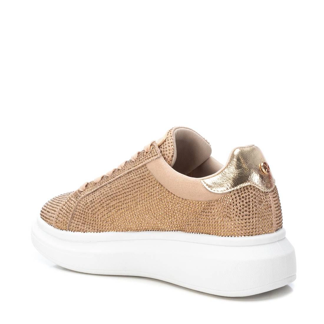 XTI Women's Lace-Up Sneakers Round Toe, Decorative Mini Stones