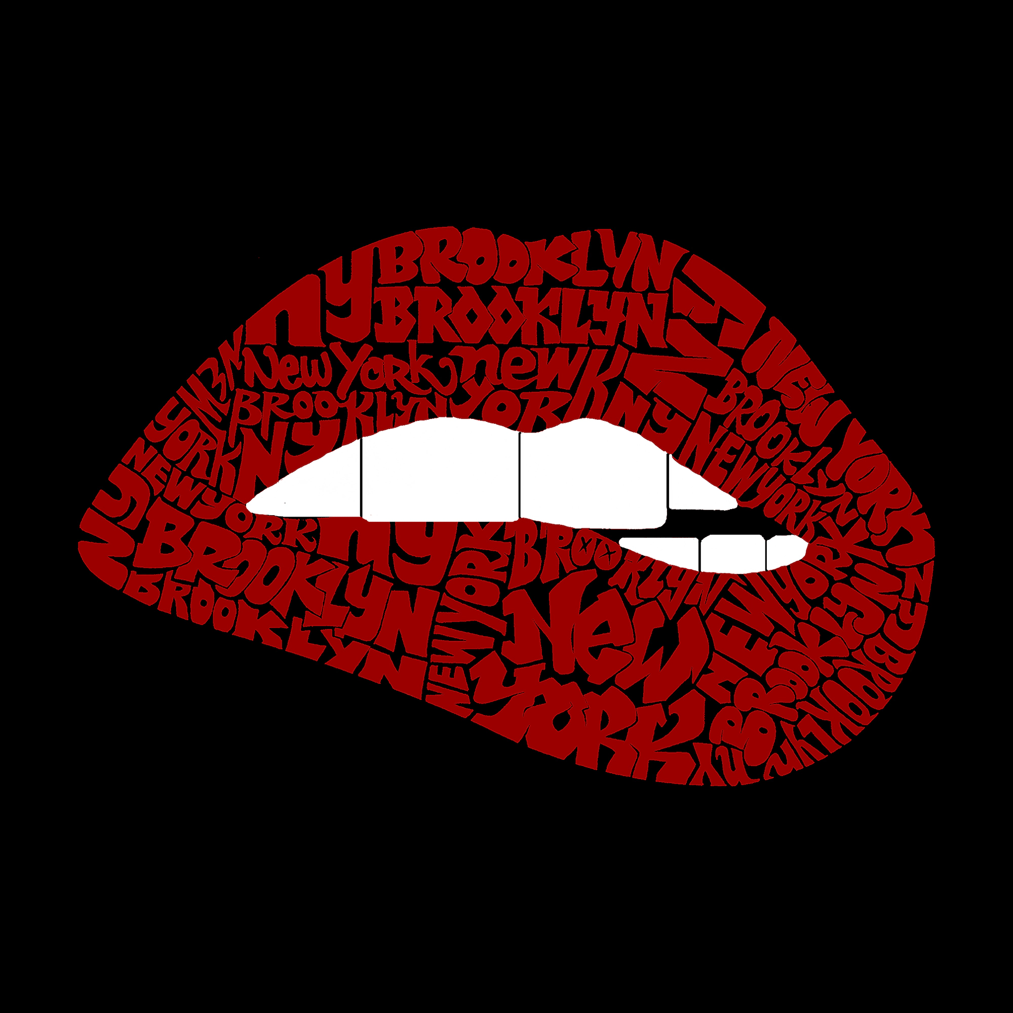 LA Pop Art Men's Word T-Shirt - Brooklyn Lips
