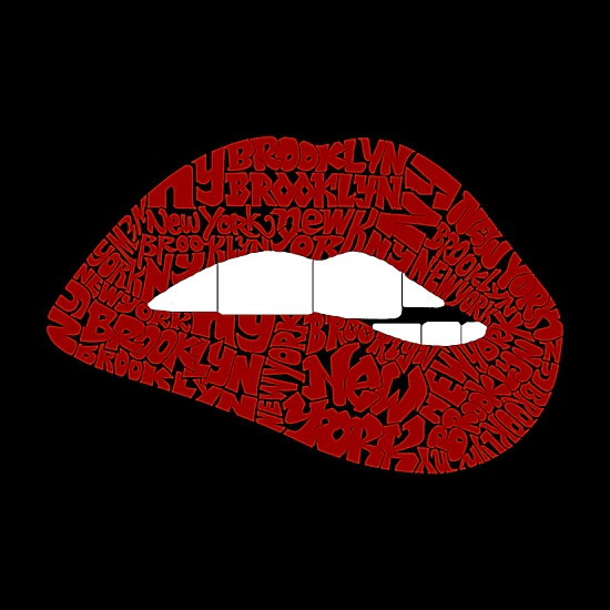 LA Pop Art Brooklyn Lips - Women's Word Art Hooded Sweatshirt