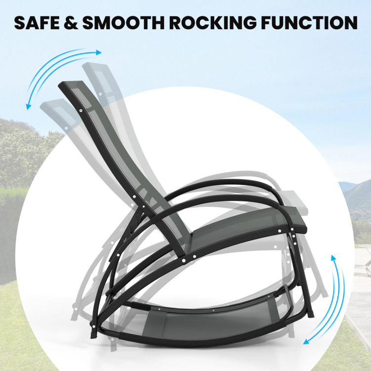Hivvago 2-In-1 Outdoor Rocking Chair With 4-Position Adjustable Backrest For Patio Porch Poolside