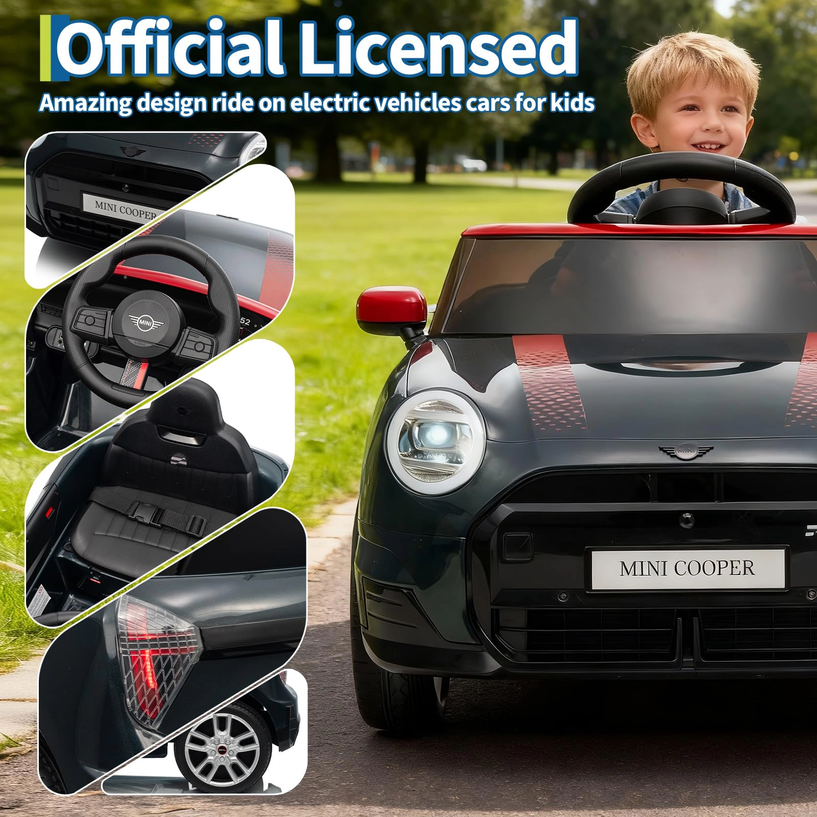 12V Licensed BMW MINI Ride On Car for Kids with 4.0 G Remote Control, LED Lights & Music, 3 Speeds
