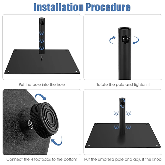 Hivvago 20 Inches Patio Umbrella Base With 4 Adjustable Footpads