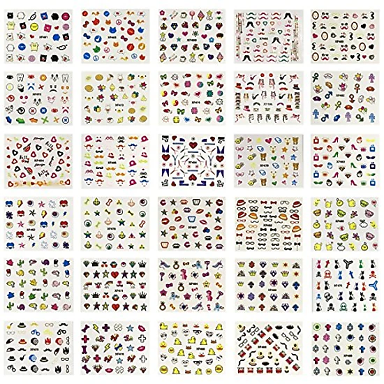 Wrapables 30 Sheets Funky Patterns Nail Art Nail Stickers 3d Nail ...