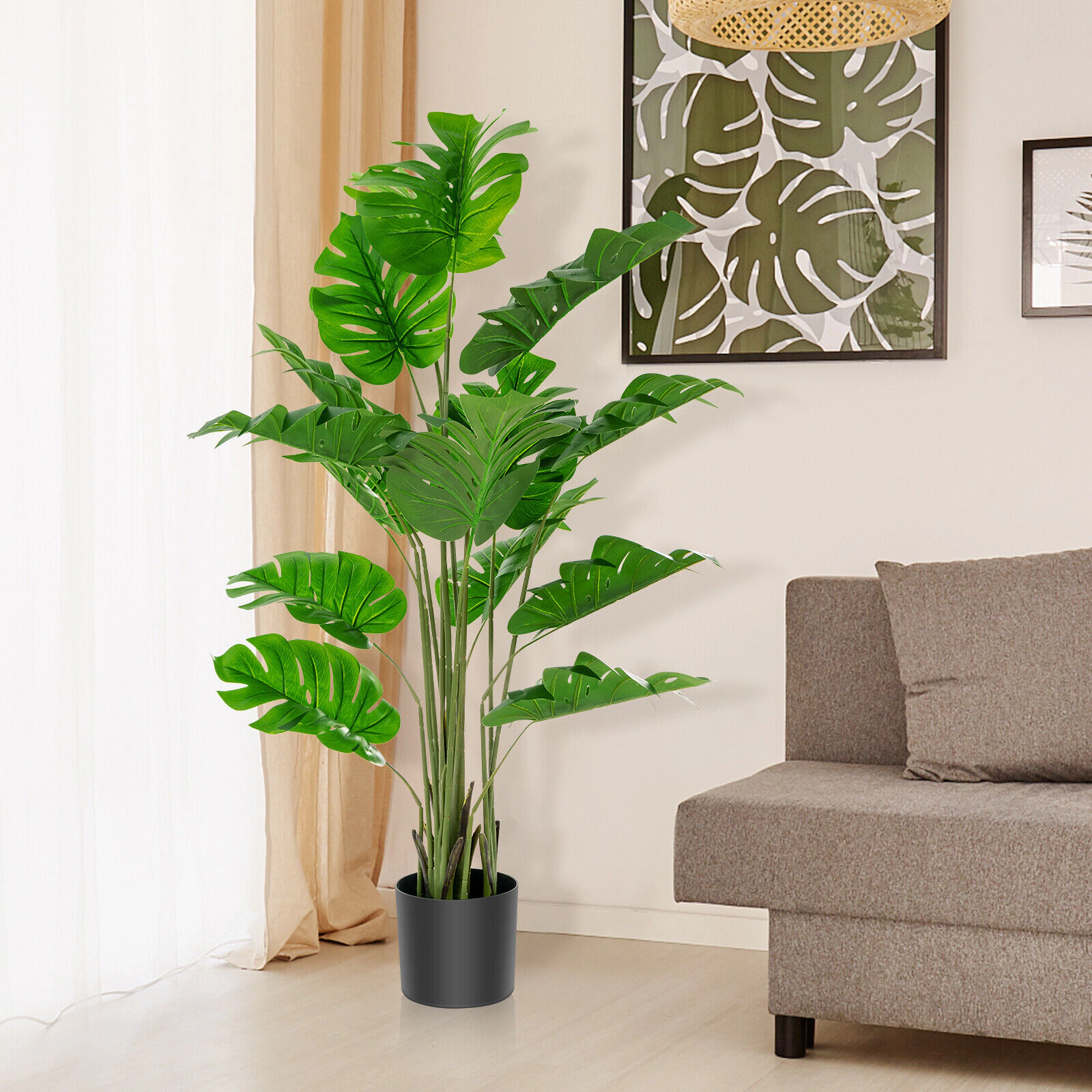 Slickblue 5-Ft Artificial Set of 2 Tropical Tree with Pot for Indoor Home Office Decor