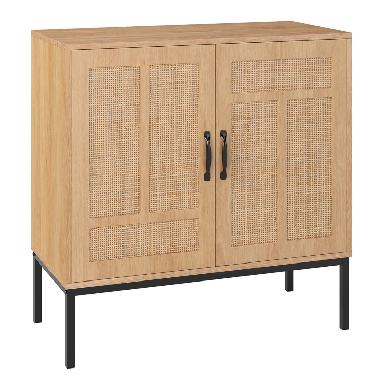 Hivvago Boho Storage Cabinet With Asymmetrical Pattern Doors For Kitchen