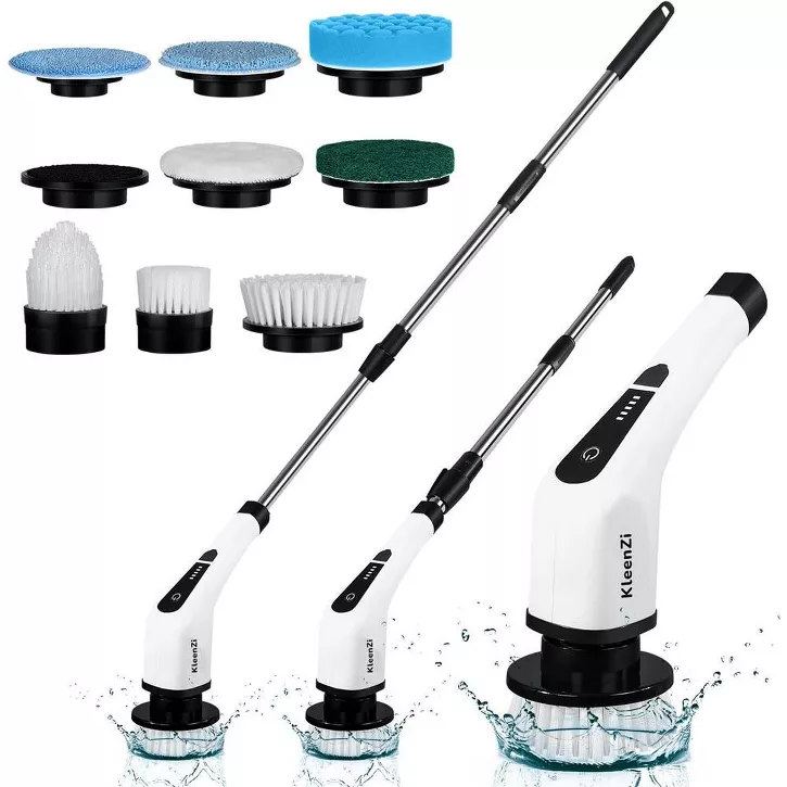 Luminuxe Electric Spin Scrubber Cleaning Brush 8 In 1 Shower Scrubber Adjustable Handle. For Windows, Bathrooms, Cars