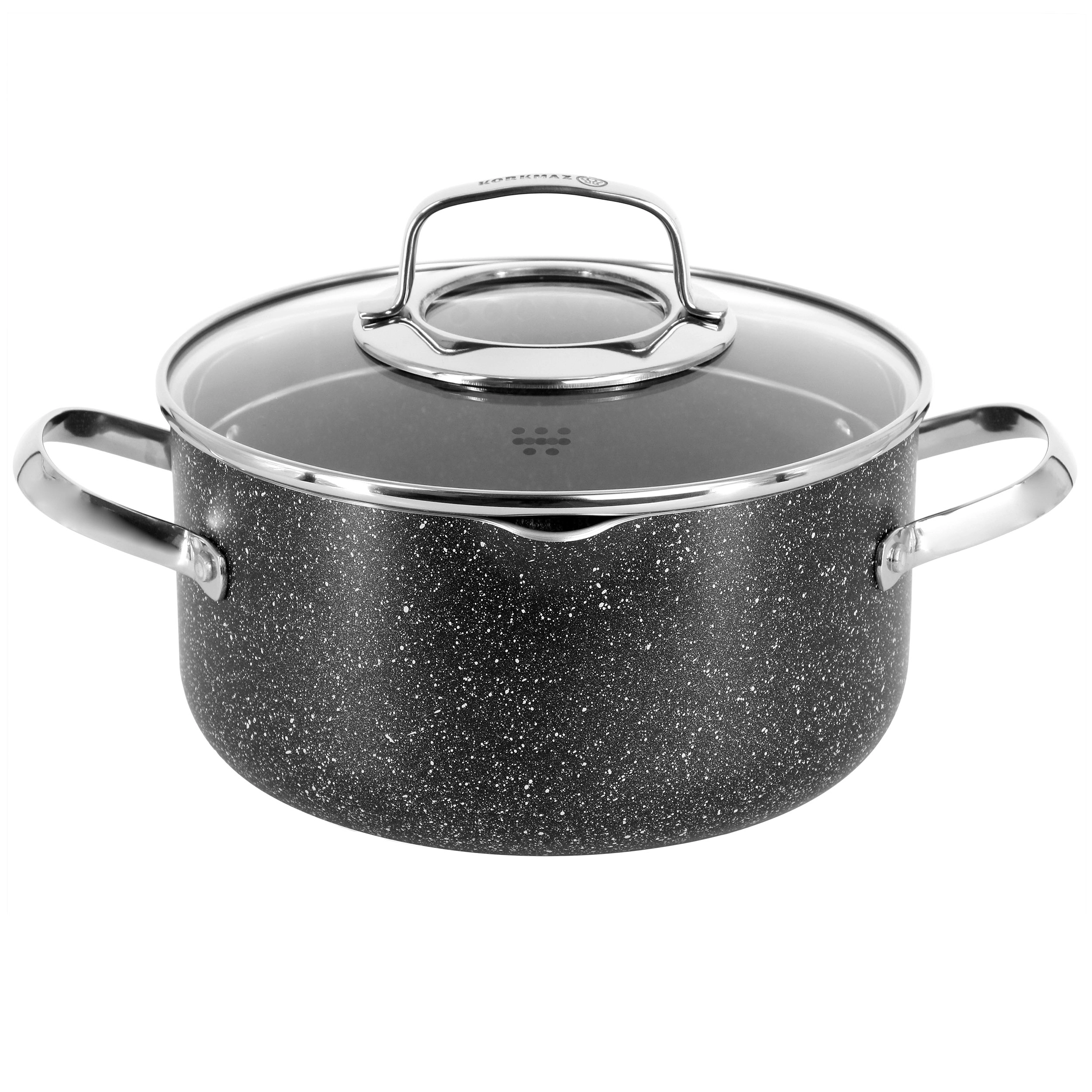 Korkmaz Galaksi Non Stick Inch Liter Casserole with Lid in Black