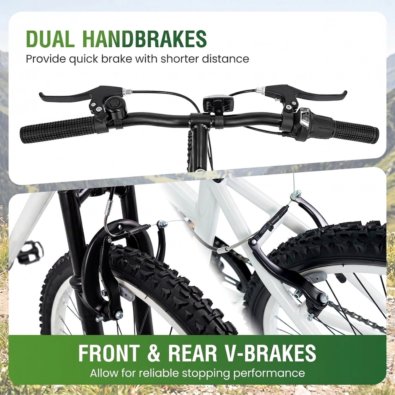 SUGIFT 24-Inch Kids Mountain Bike with 7-Speed Shifter and Suspension Fork 220-lb Capacity Ages 8+ White