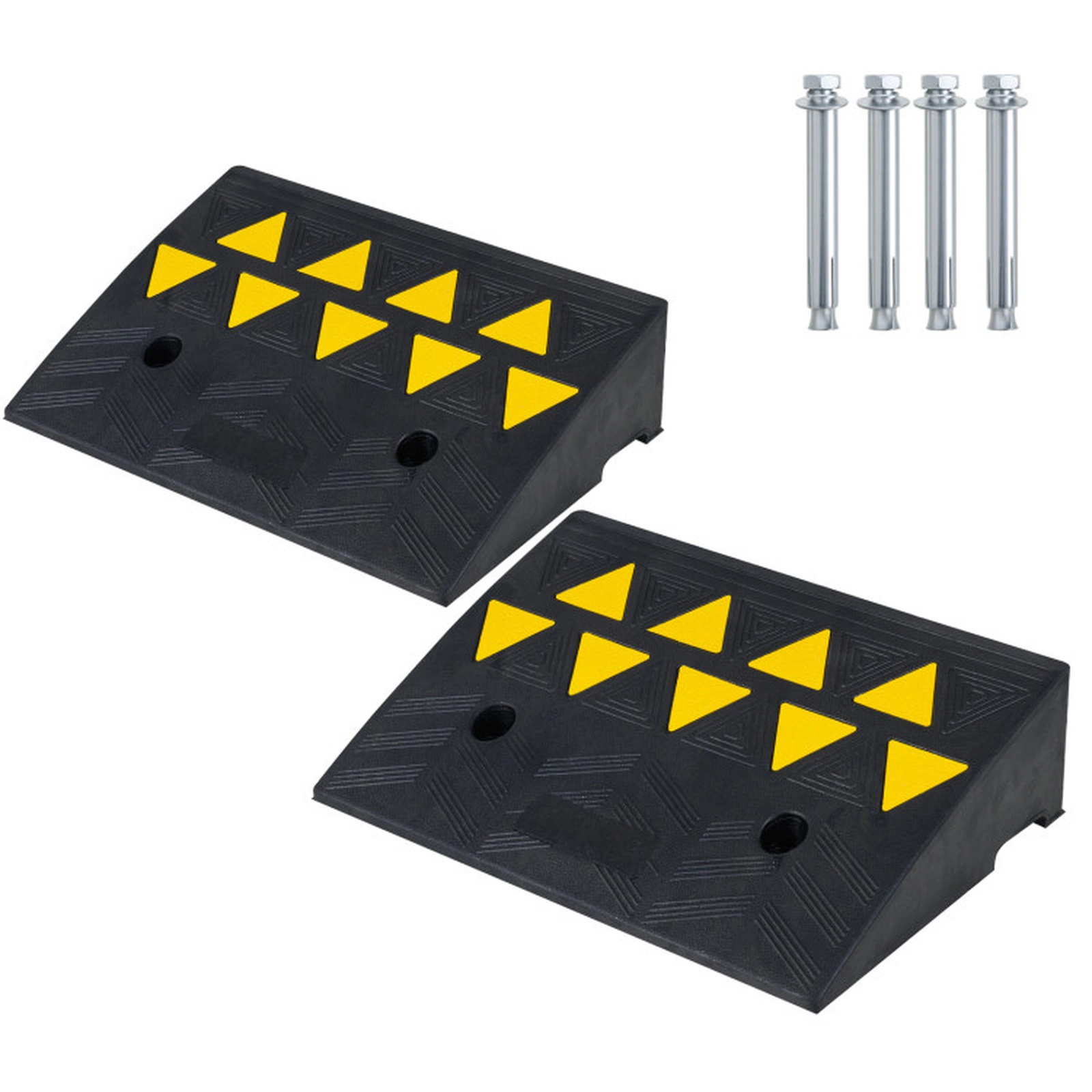 SUGIFT 2-Pc Rubber PVC Driveway Threshold Curb Ramps 33069-lb Capacity Black