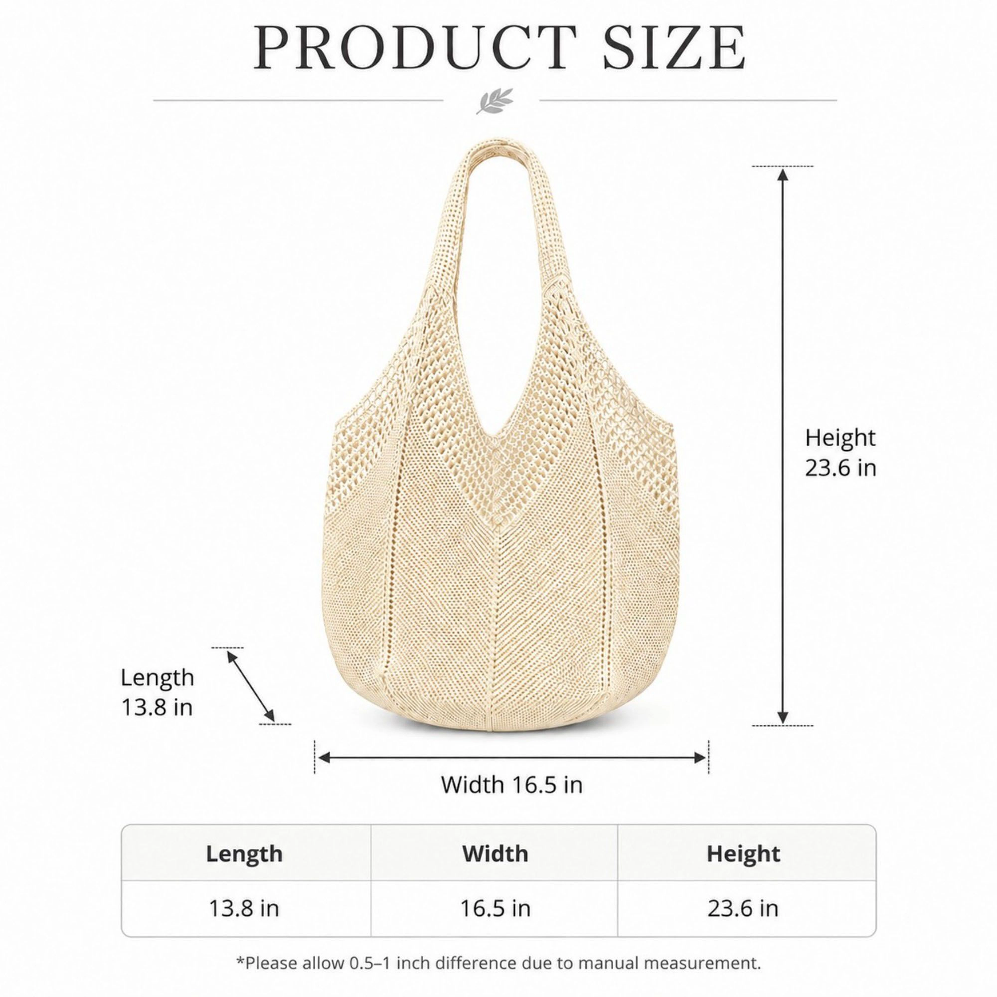 Alilang Women's Crochet Knit Tote Bag Openwork Shoulder Bag with Heart Inspired Detail