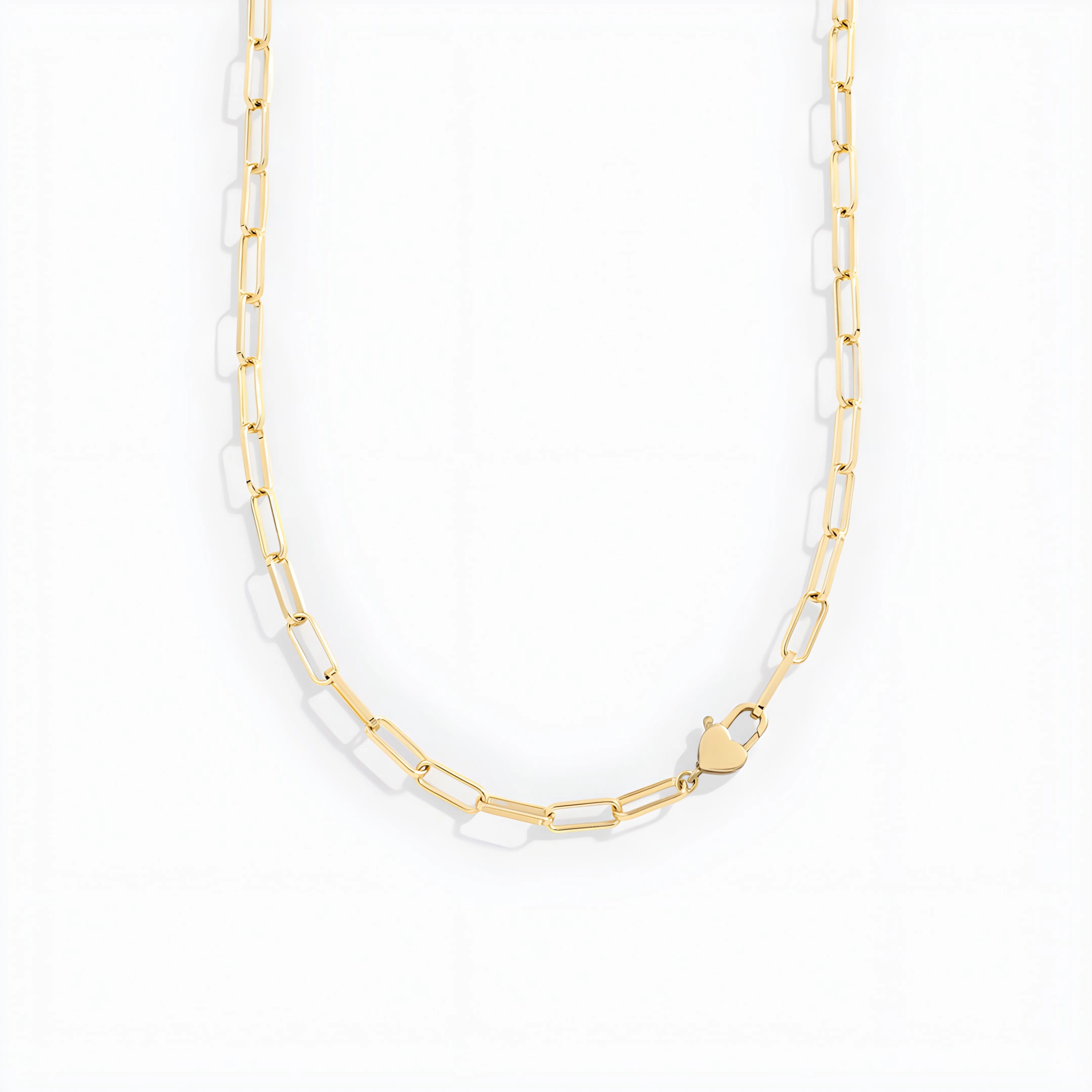 Mint & Lily Women's Heart Padlock Paperclip Chain Necklace
