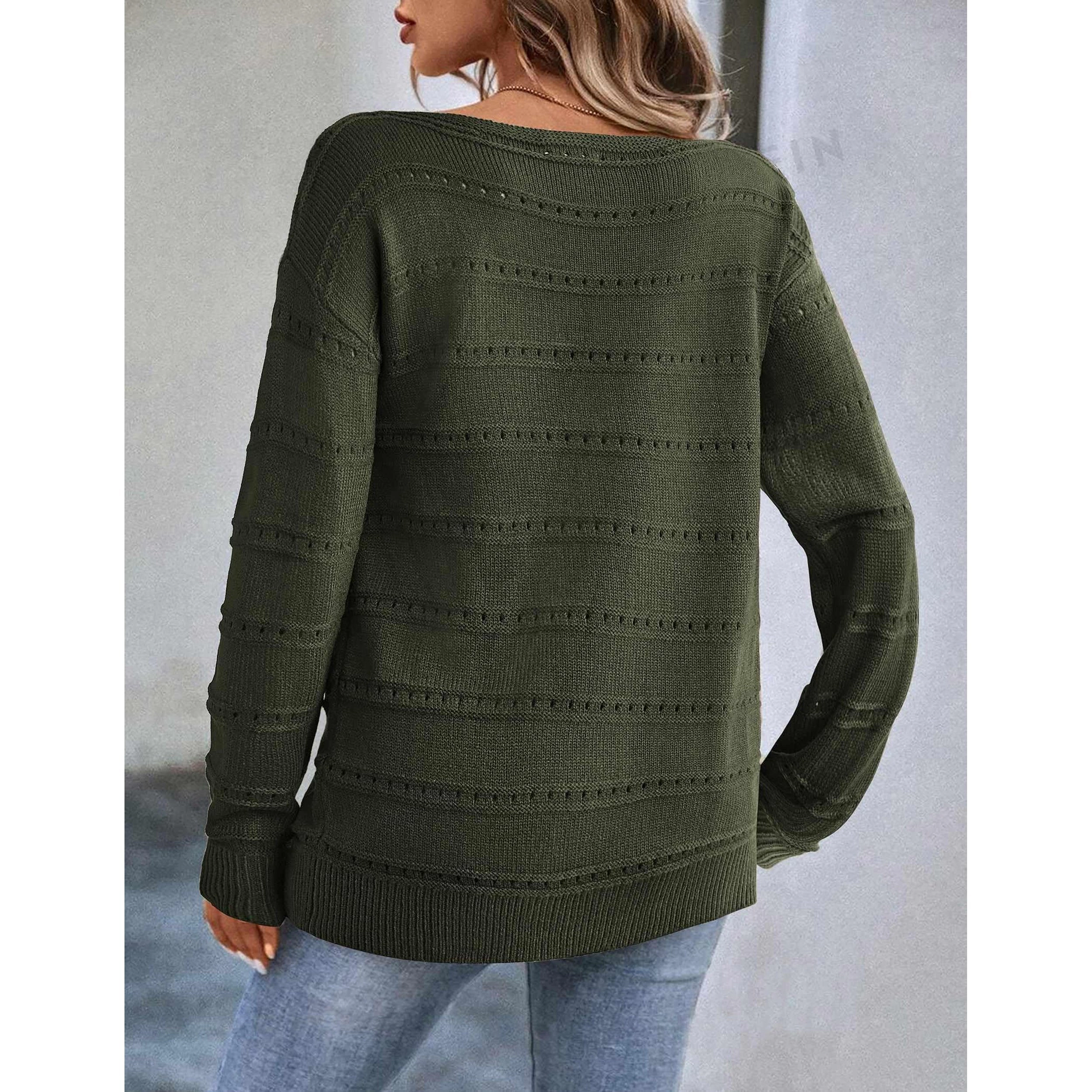 Zeagoo Women's Crewneck Off Shoulder Loose Knit Long Sleeve Pullover