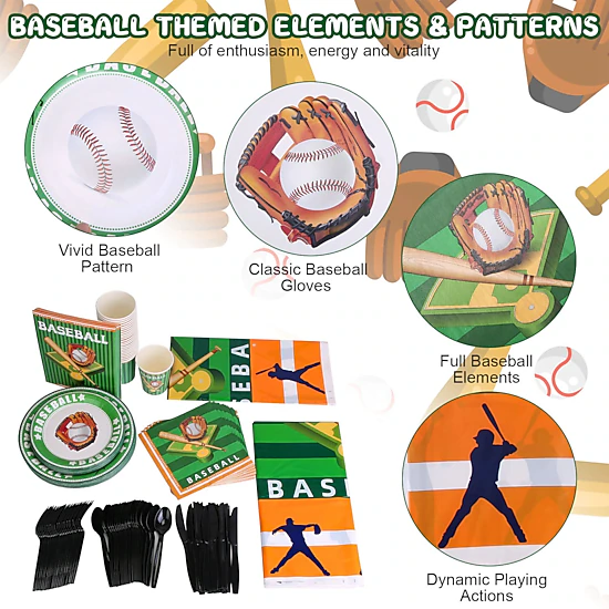 GBruno 171-Piece Baseball Party Supplies Kit