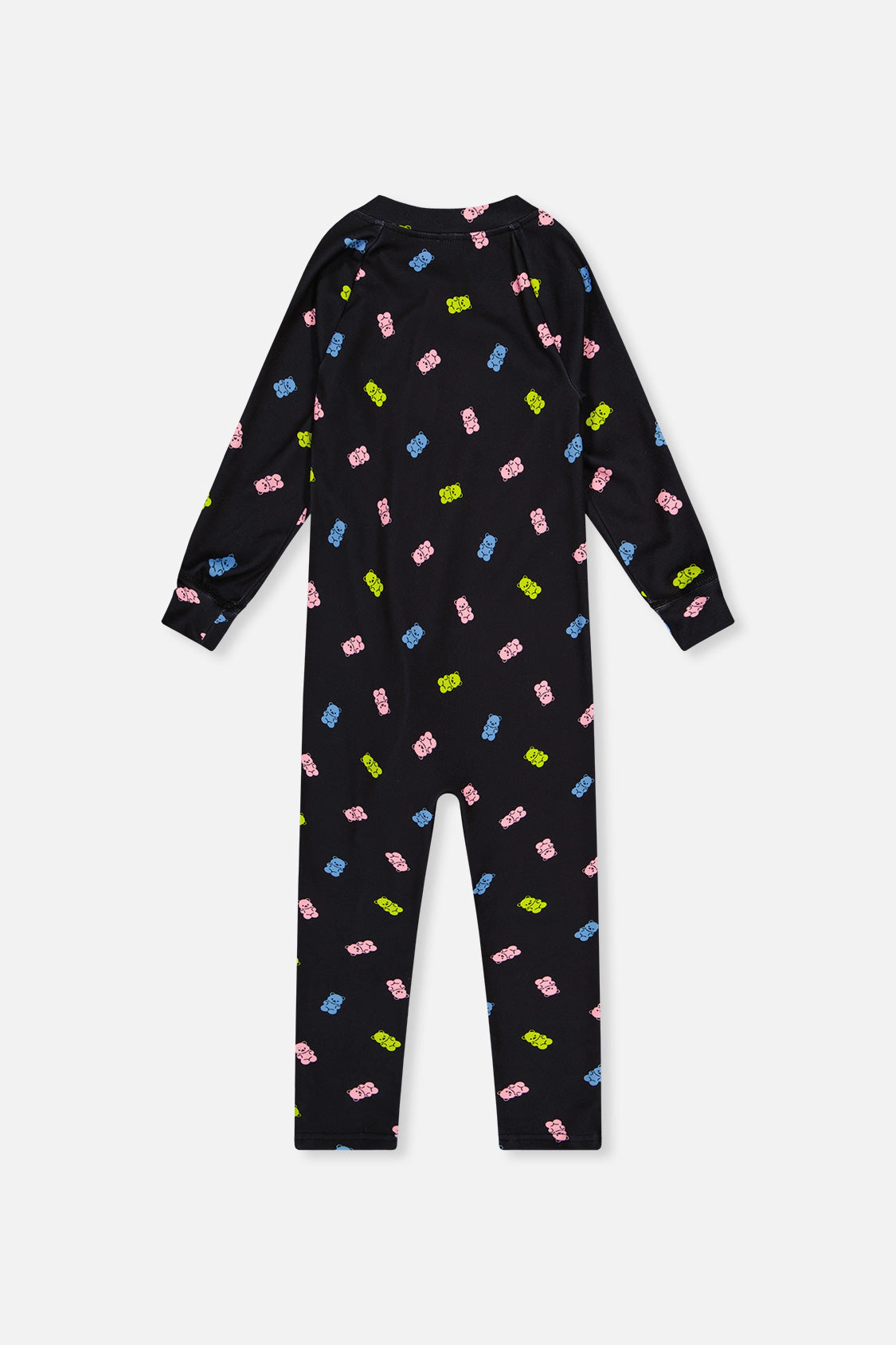Deux par Girls One Piece Asymmetric Zip Thermal Underwear with Printed Gummy Bears