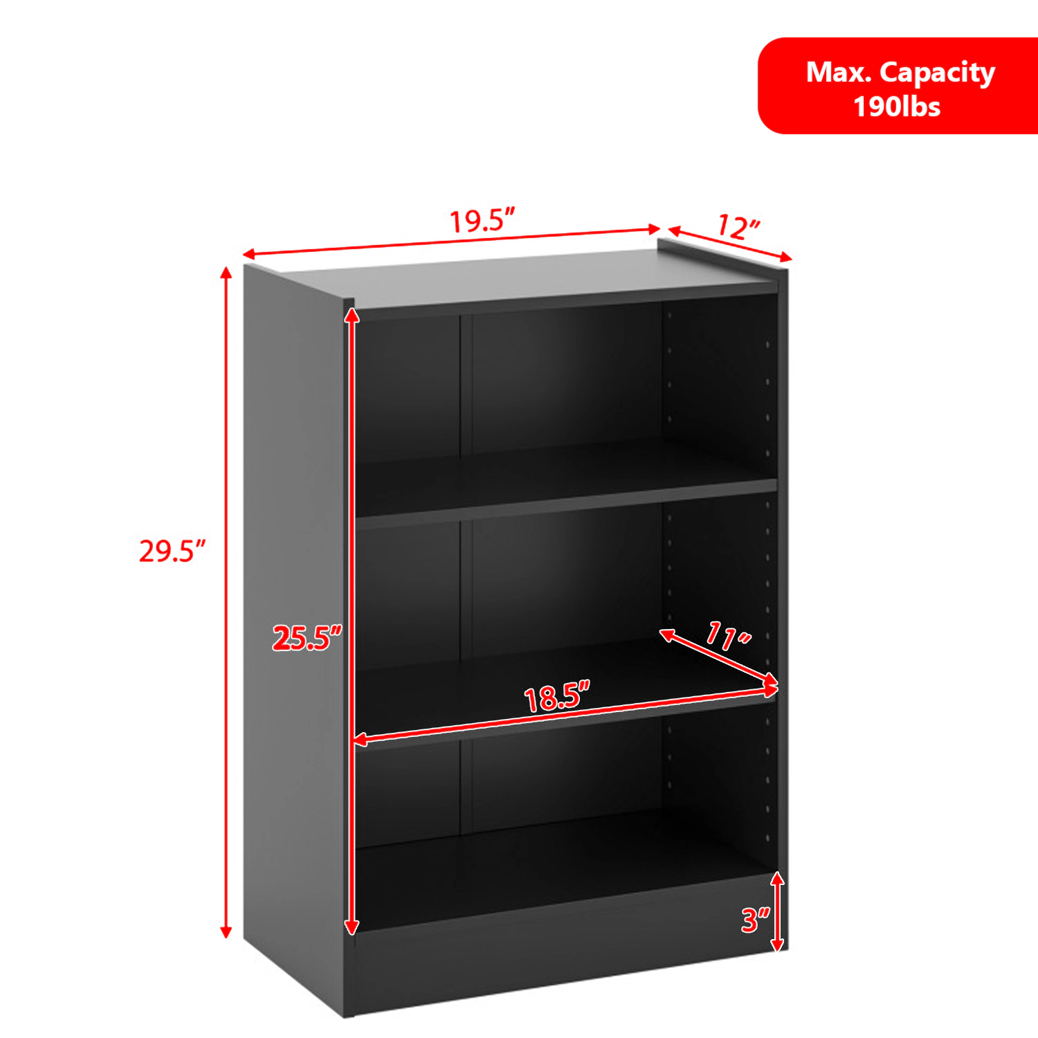 Hivvago Compact 3-Tier Organizer Shelf with Adjustable and Open Layout