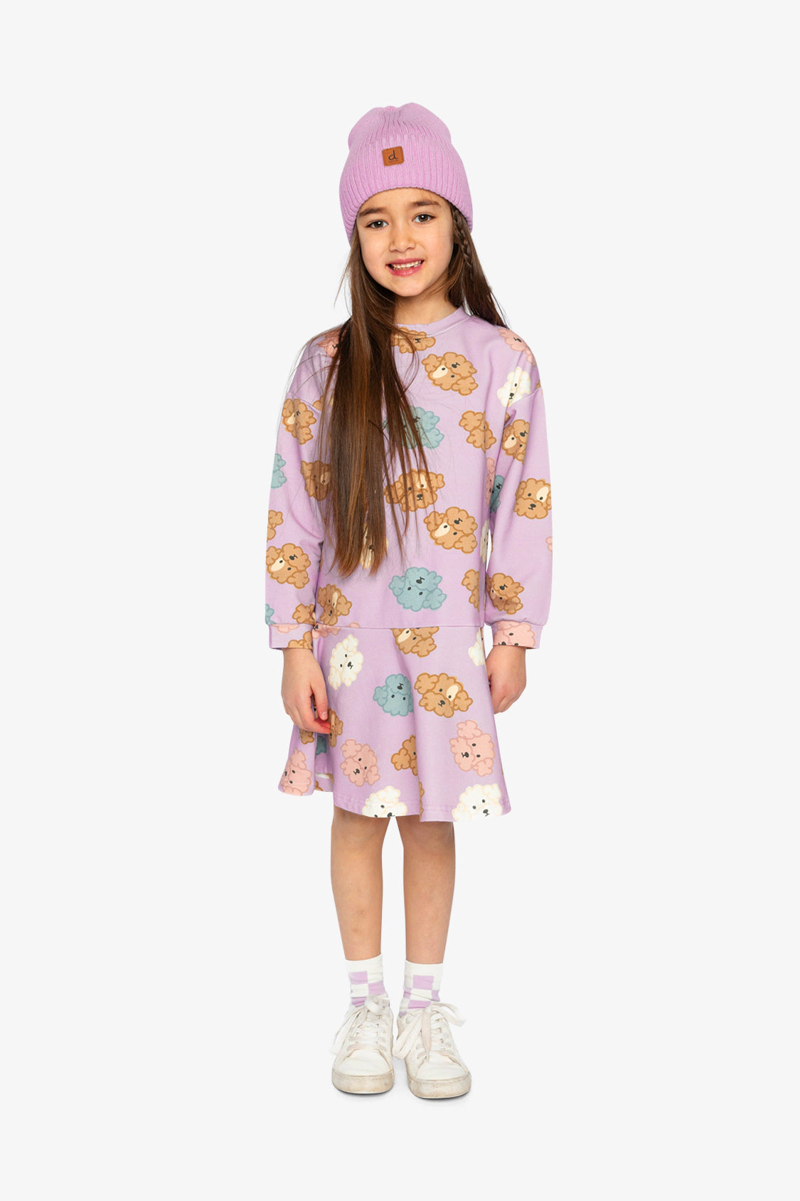 Deux par Girls Poodle Print Drop-Waist French Terry Dress