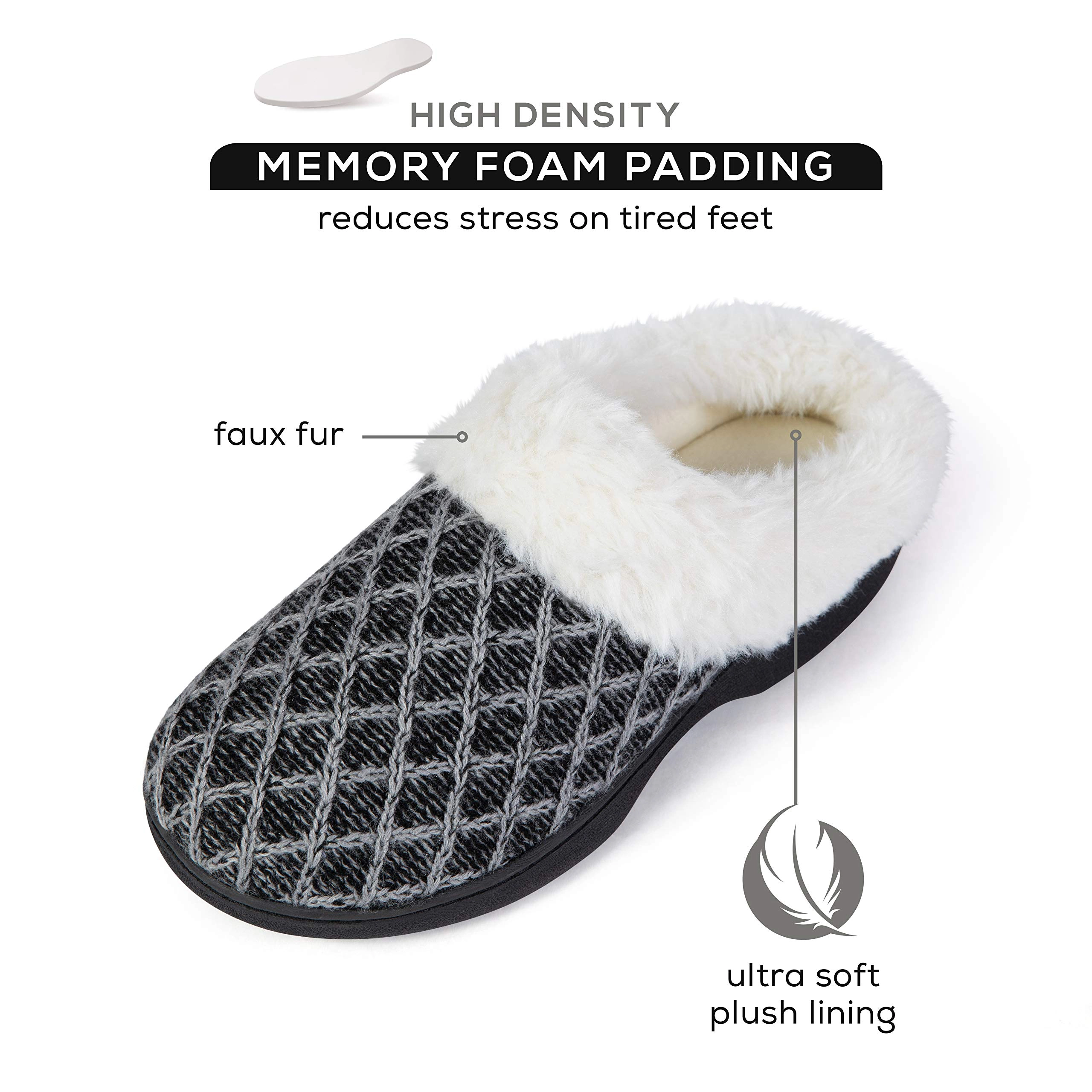 Roxoni Women’s Cozy Memory Foam Slippers – Warm Faux Fur with Indoor/Outdoor Rubber Sole